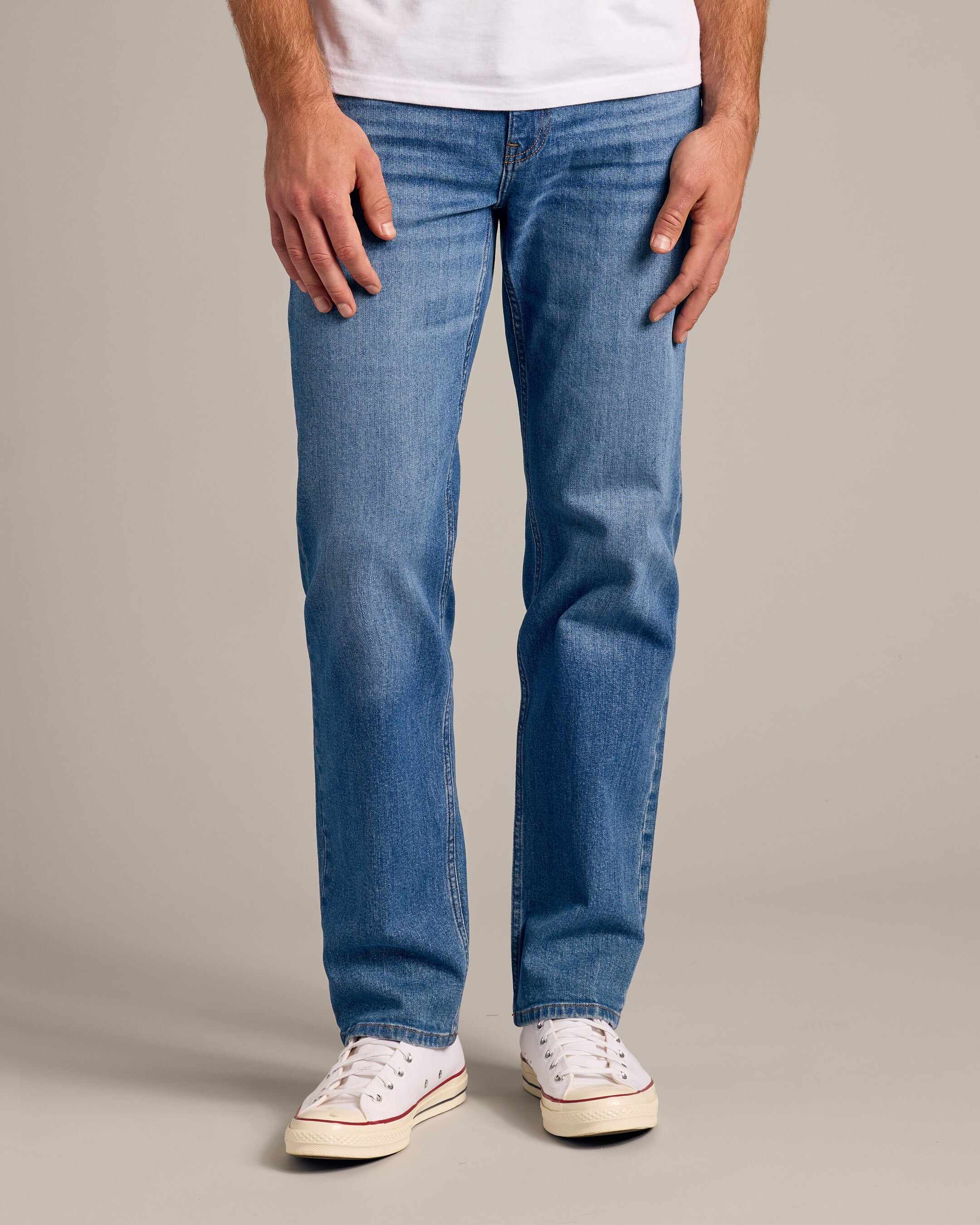 Medium & Indigo Wash Straight Authentic Denim Jeans 2-Pack