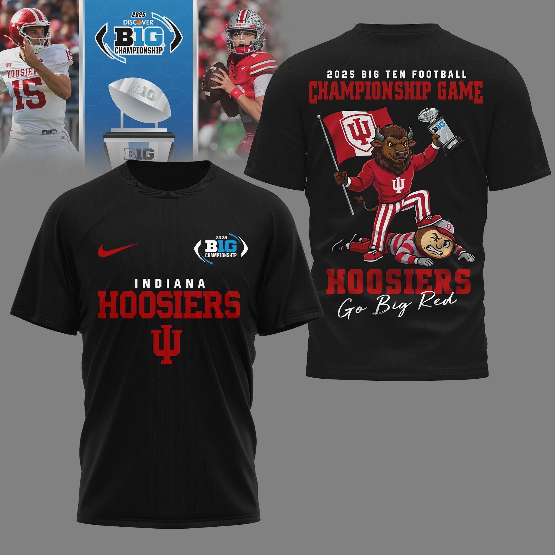 Indiana Hoosiers | Premium NCAA 2025 Big Ten Football Championship Game 3D Shirt NY