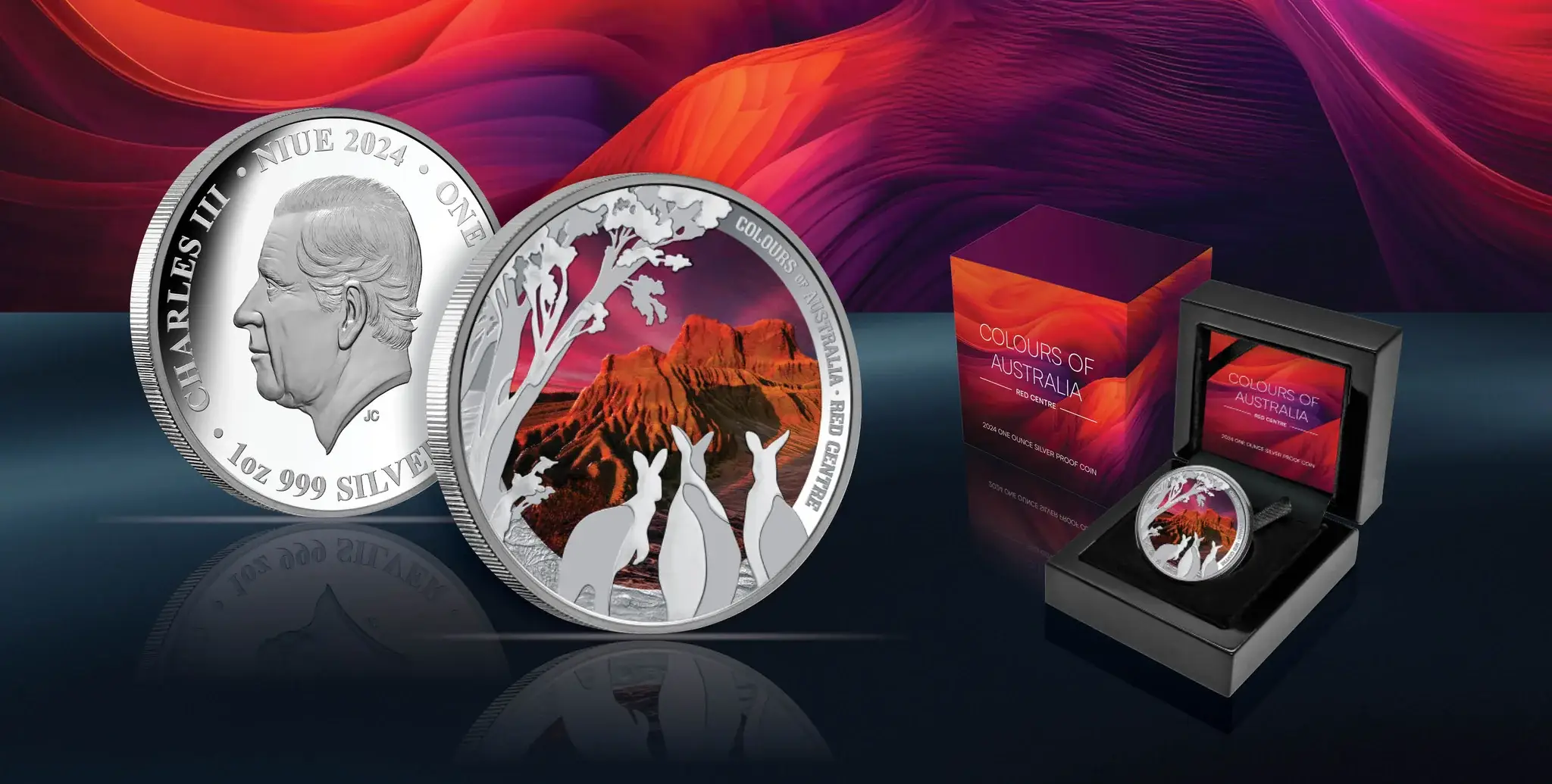 2024 Colours of Australia 'Red Centre' 1oz Silver Coloured Proof Coin