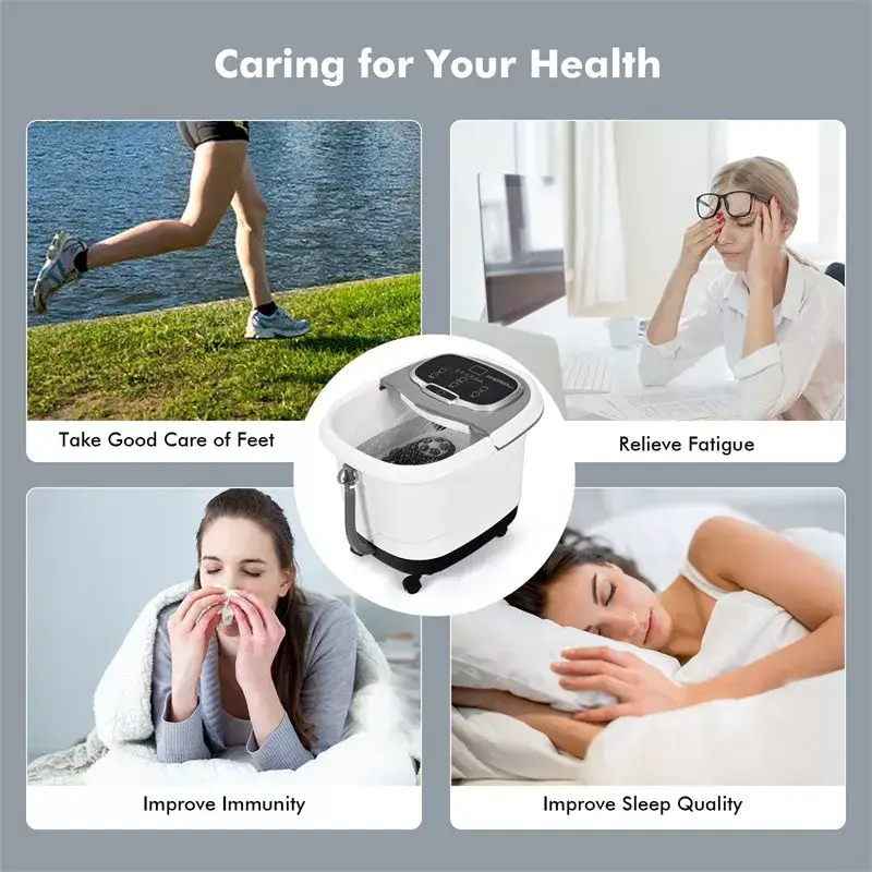 Portable Foot Spa Bath Motorized Massager with Heat Function Water Shower Shiatsu Massage Balls Time & Temper Control