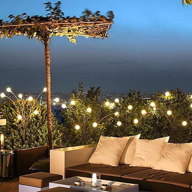 Solar Garden Light Waterproof Firefly Lights Outdoor Starburst Swaying Lights 2 Modes 6/8/10 Heads for Yard Patio Pathway Decoration