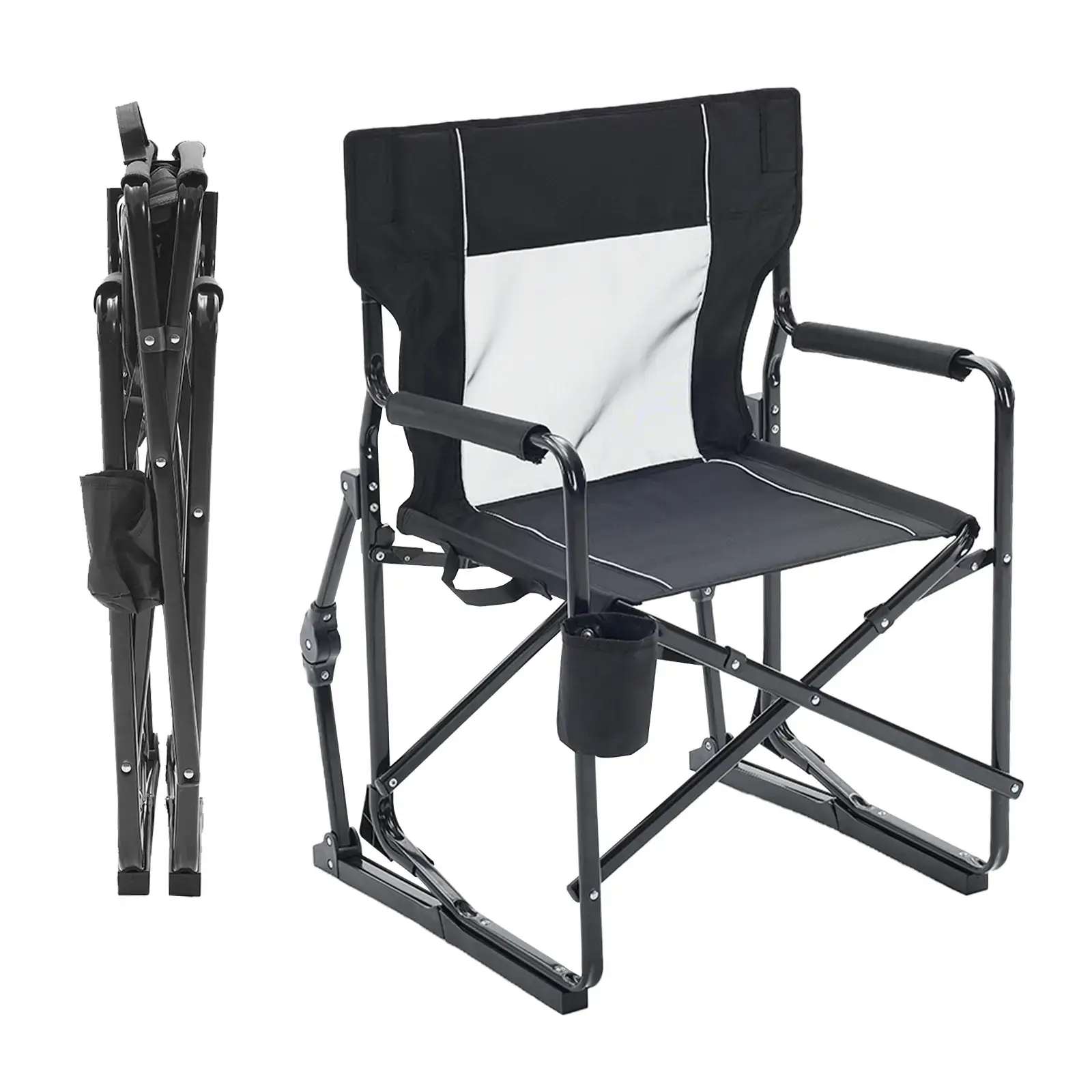 Rocker ,Folding Camping Chair, Padded High Back, Adjustable Lumbar Support, Extra Wide for Adults, 5000 LBS Steel Frame, Portable Outdoor