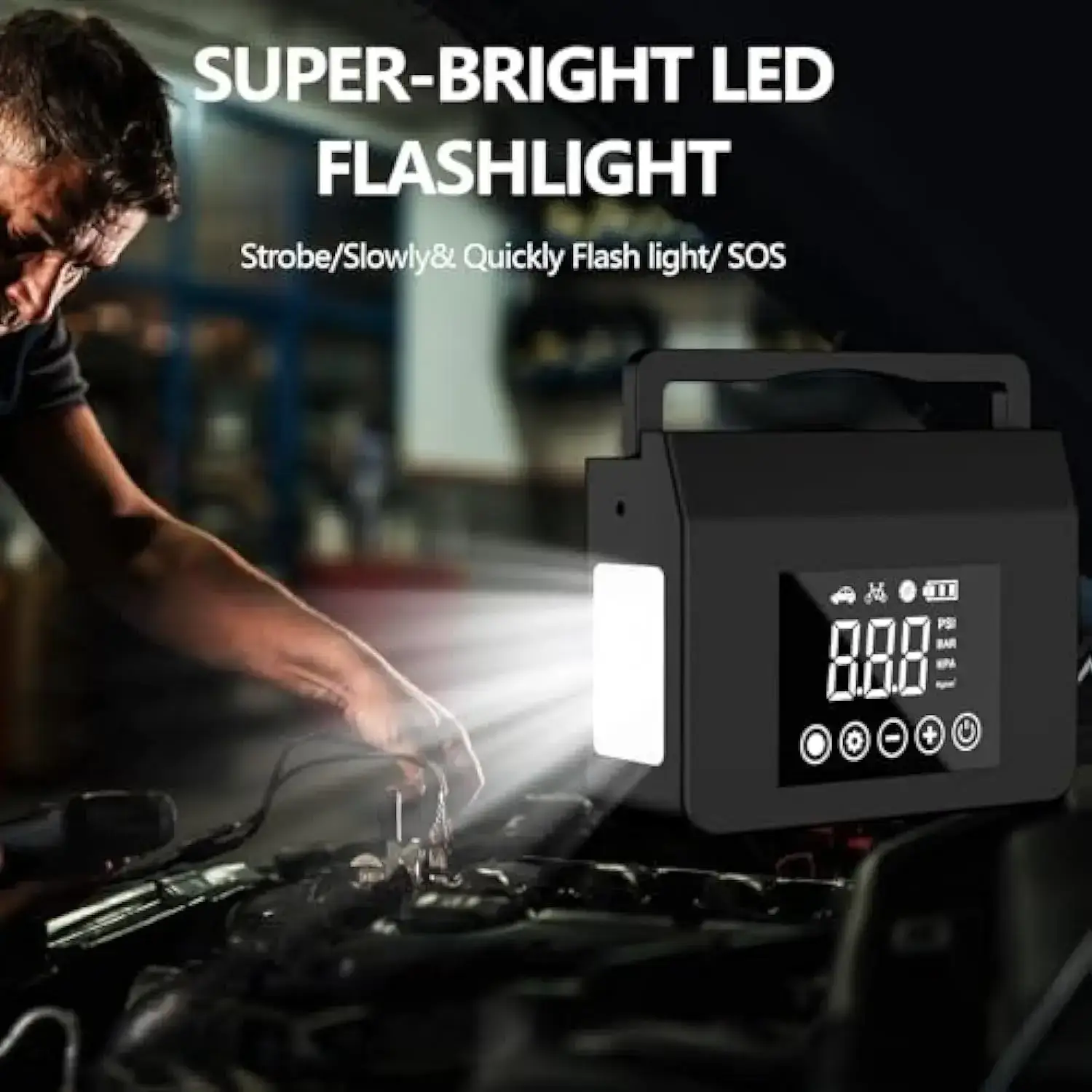 4000A Automotive Car Jump Starter with 150PSI Air Pump, 15000mAh Power Bank - 4-in-1 Vehicle Truck Emergency Tools and Gadgets Car Interior