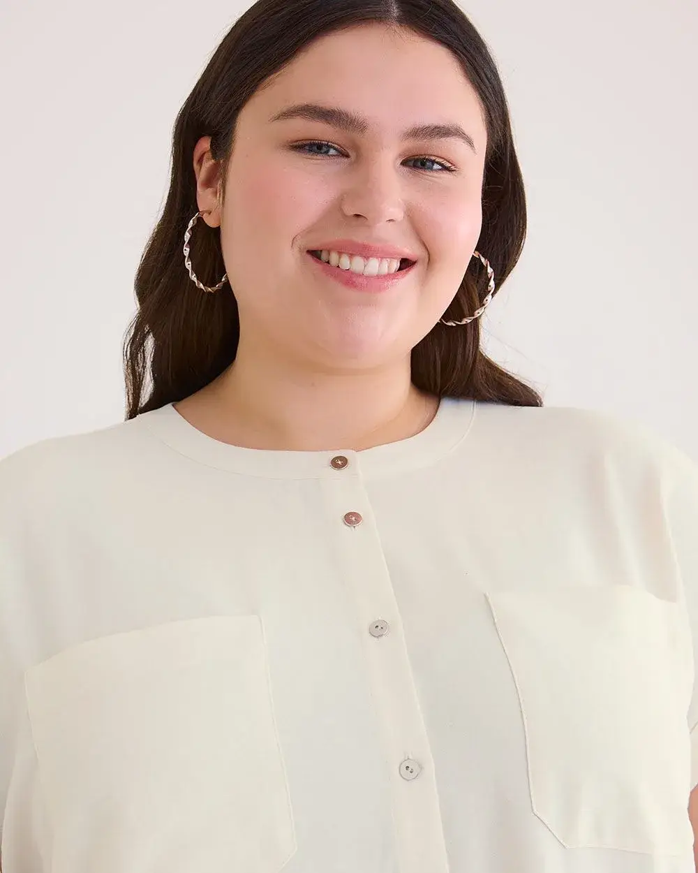 Satin Buttoned Down Shirt with Extended Sleeves
