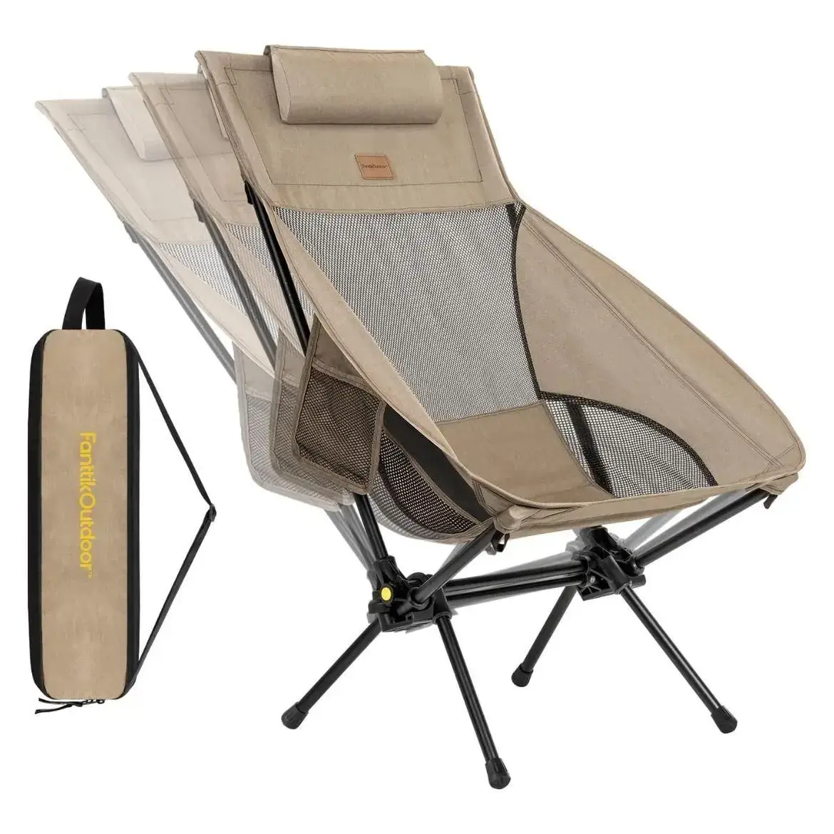 Adjustable Lightweight Foldable Rocking Camping Chair for Patio Lawn Outdoor Relaxation