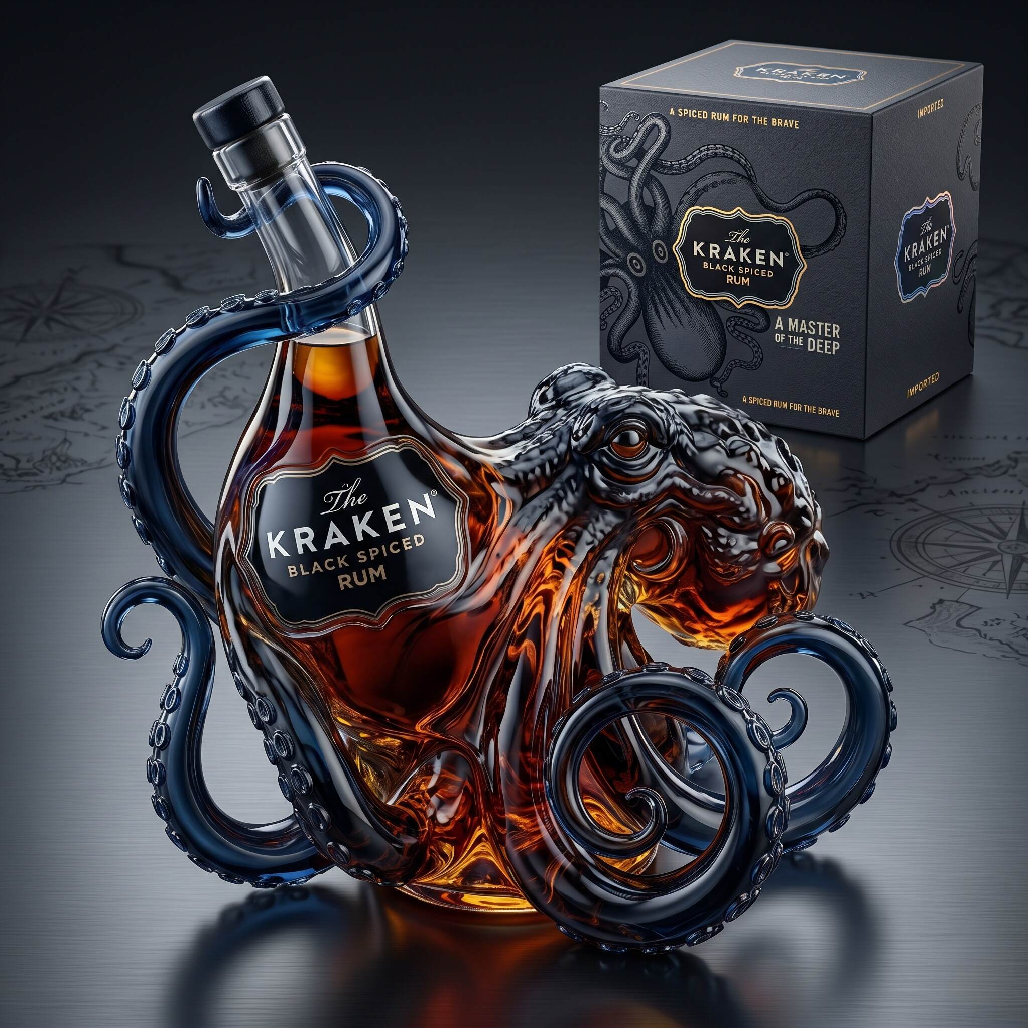 The Kraken Black Spiced Rum 3D Sculpted Octopus Collector's Edition Bottle