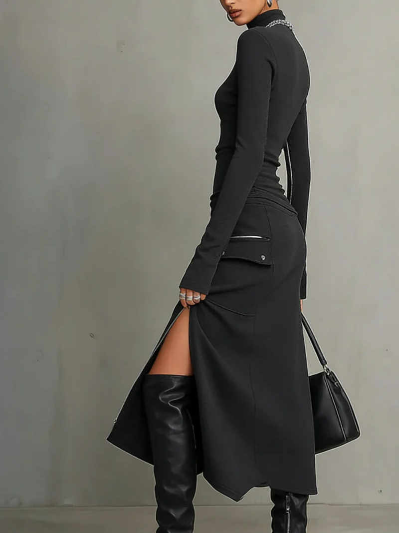 🔥Summer Arrivals🌟Stylish Casual Zipper Design Tops And Irregular Skirt Stretch Set