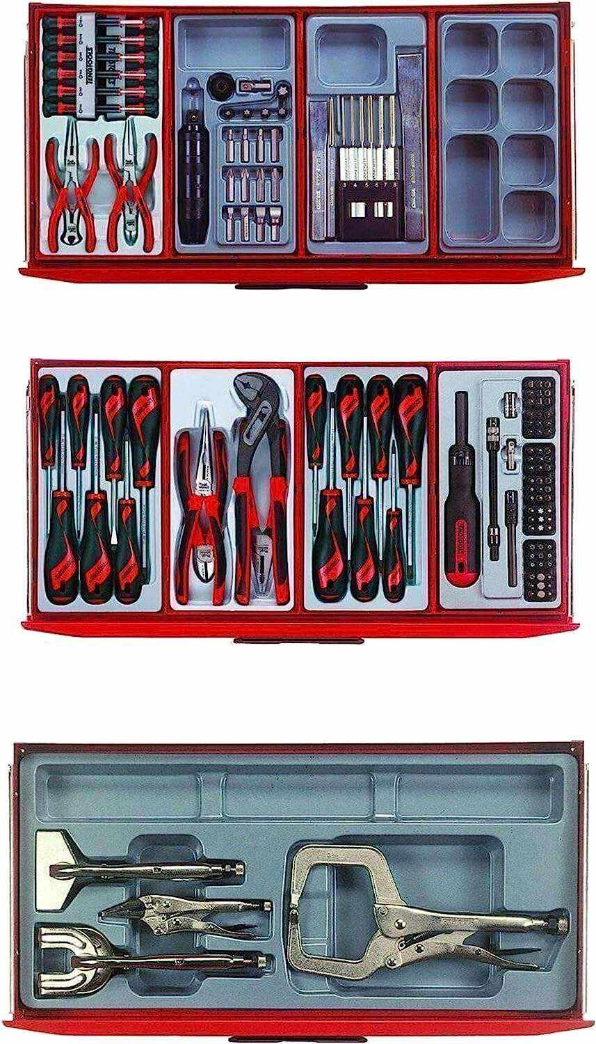 Tools 1001 Piece Mega Master Mixed Hand Tool Kit + 3 Toolbox Storage Cases - TCMM1001N, Silver