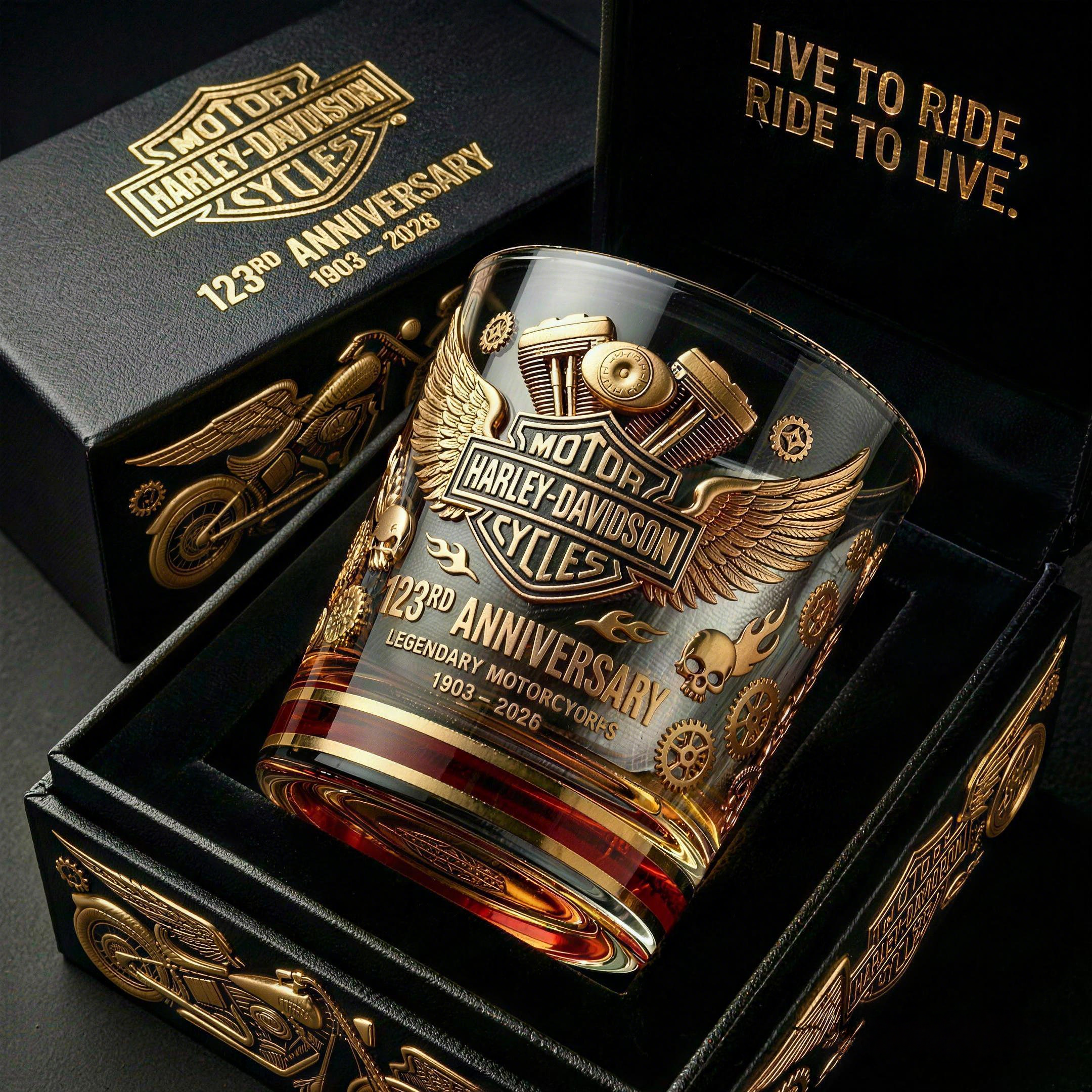Harley-Davidson 123rd Anniversary Whiskey Glass