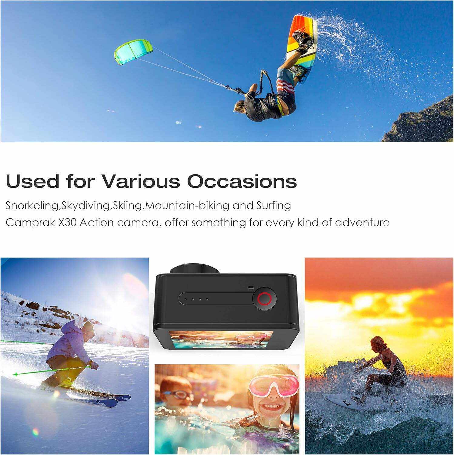 Underwater Camera,24MP 40m WiFi Dual Color Screen Action Camera 4K For Snorkeling Sports,Waterproof Camera with Bike Helmet,EIS Stabilization,170° Wide Angle,4X Zoom,2 Batteries and Mounting Kits