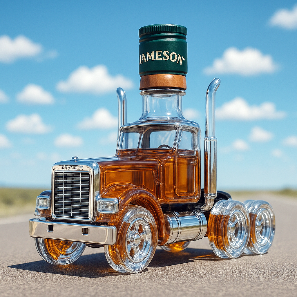 1980s Mack Super-Liner II Whiskey Bottle