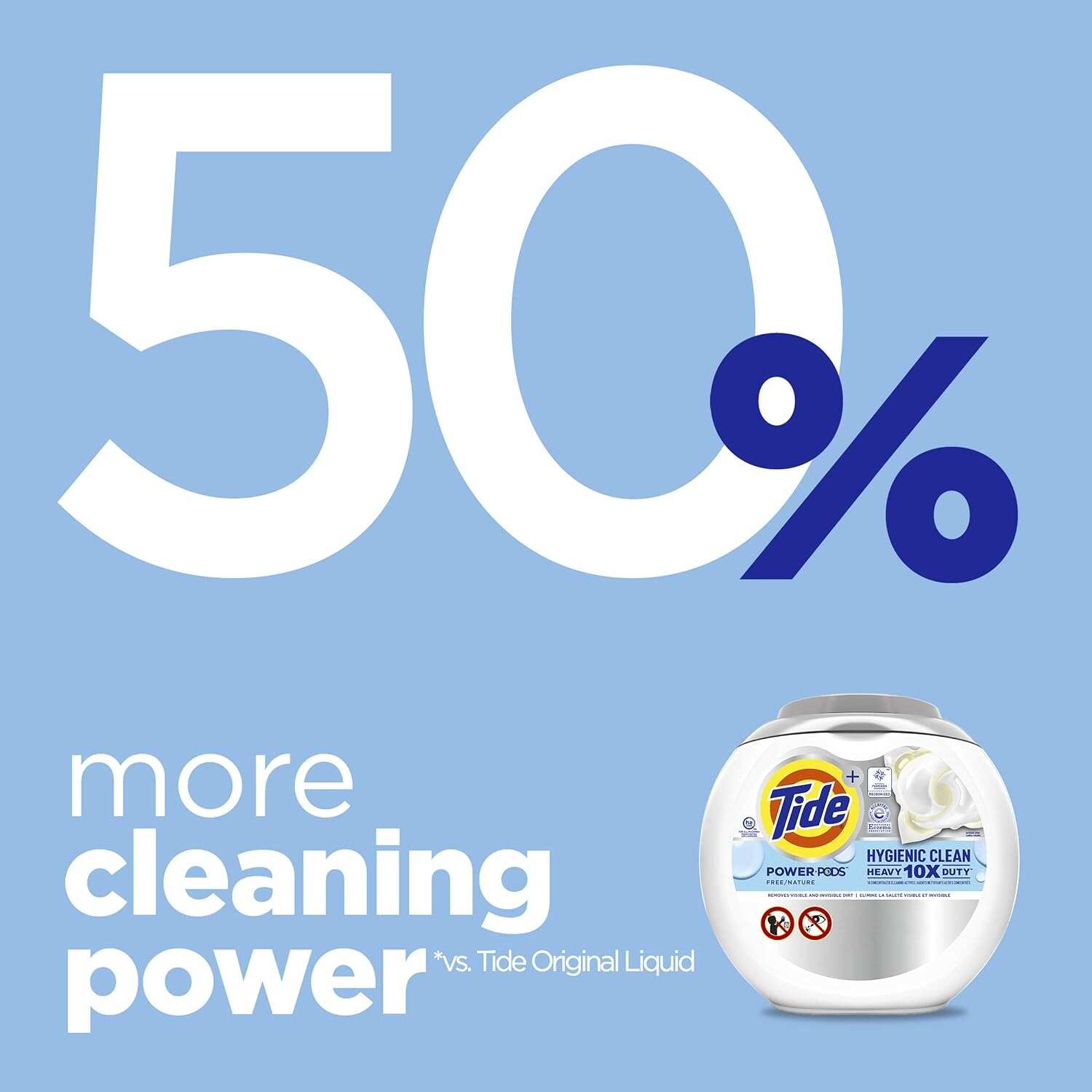 Tide Hygienic Clean Heavy Duty 10x Free Power PODS Laundry Detergent, 63 count, Unscented, For Visible and Invisible Dirt