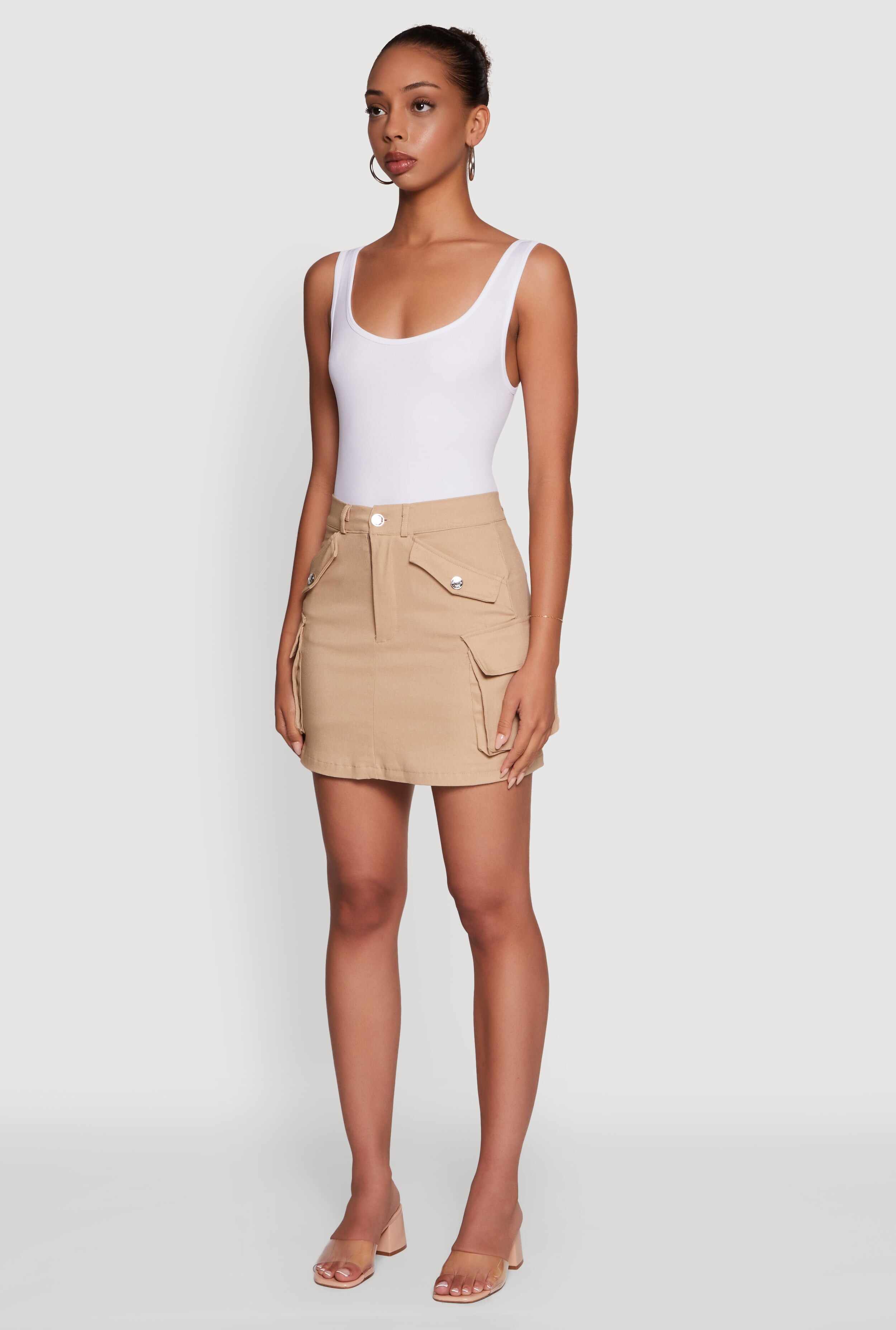 Trendy Flap Detail Cargo Pocket Skirt