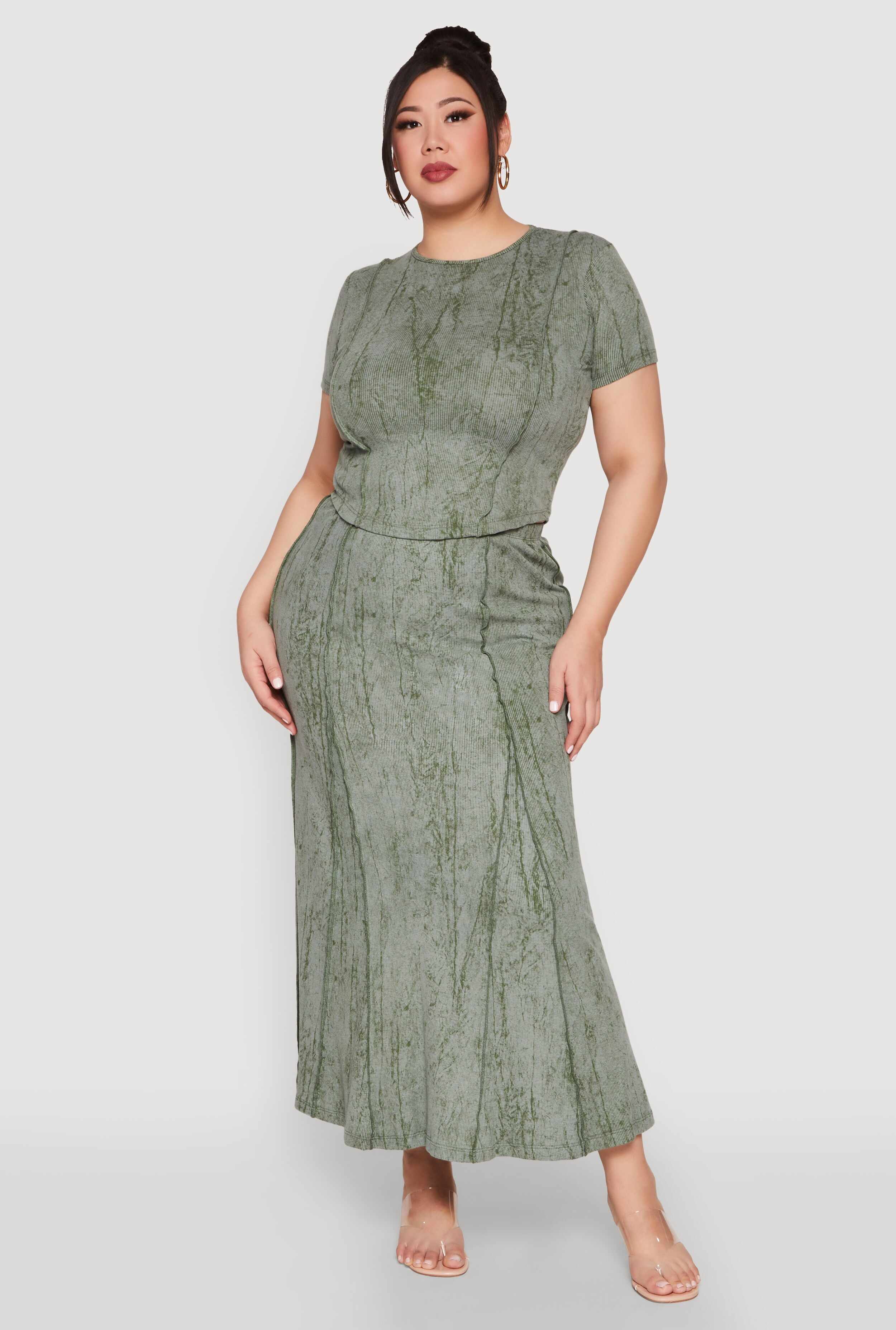 Plus Size Mineral Wash Mermaid Skirt
