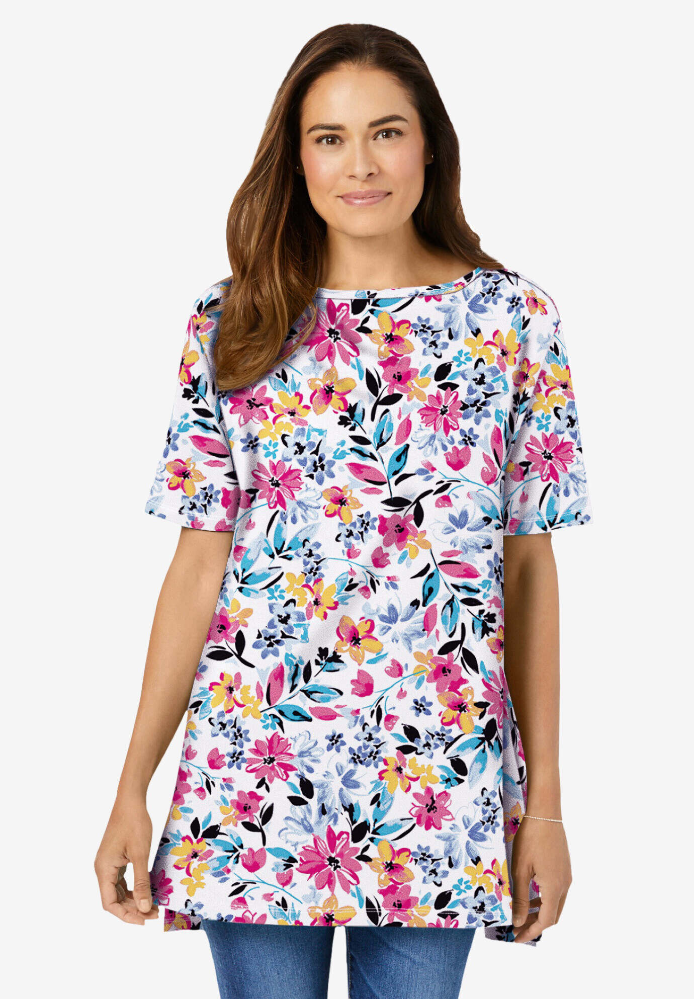 Perfect Printed Short-Sleeve Boatneck Tunic