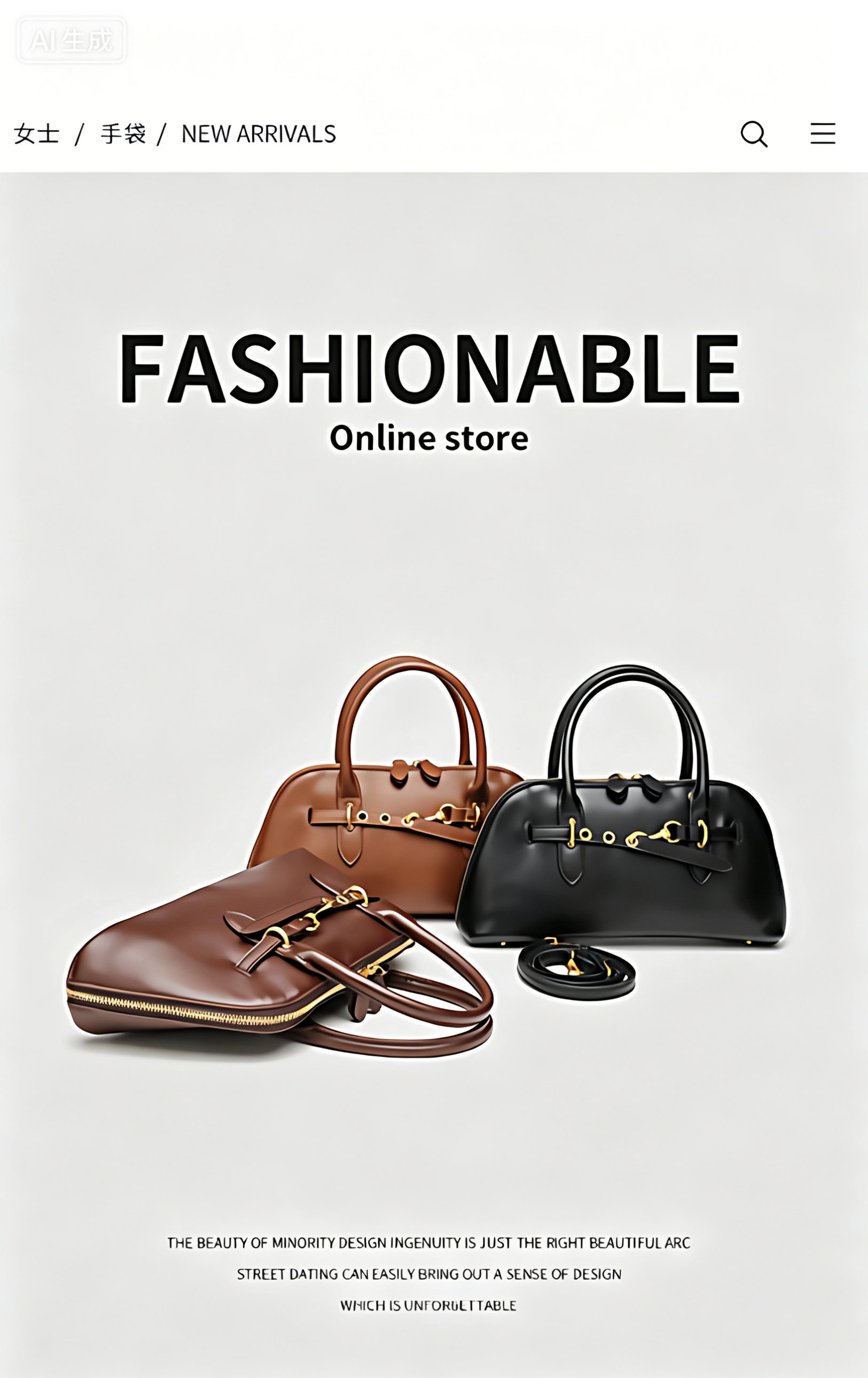 Fashionable bag with classic  design cowhide leather