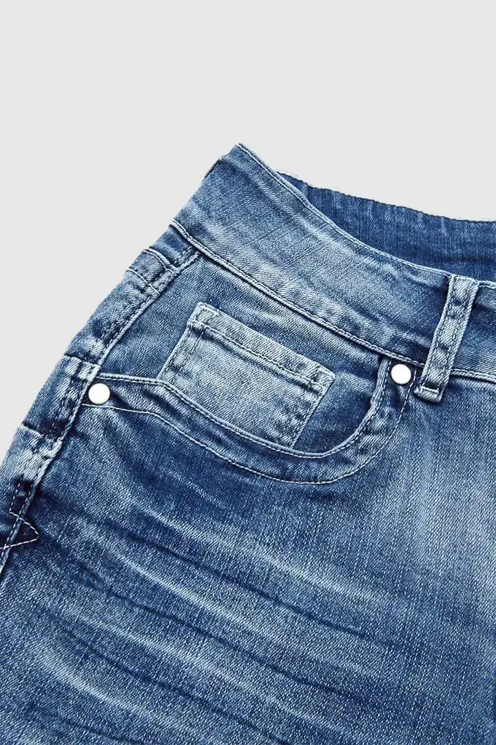 🔥Summer Arrivals🌟Stitch Detail Dual Button Mid Waist Straight Leg Jeans