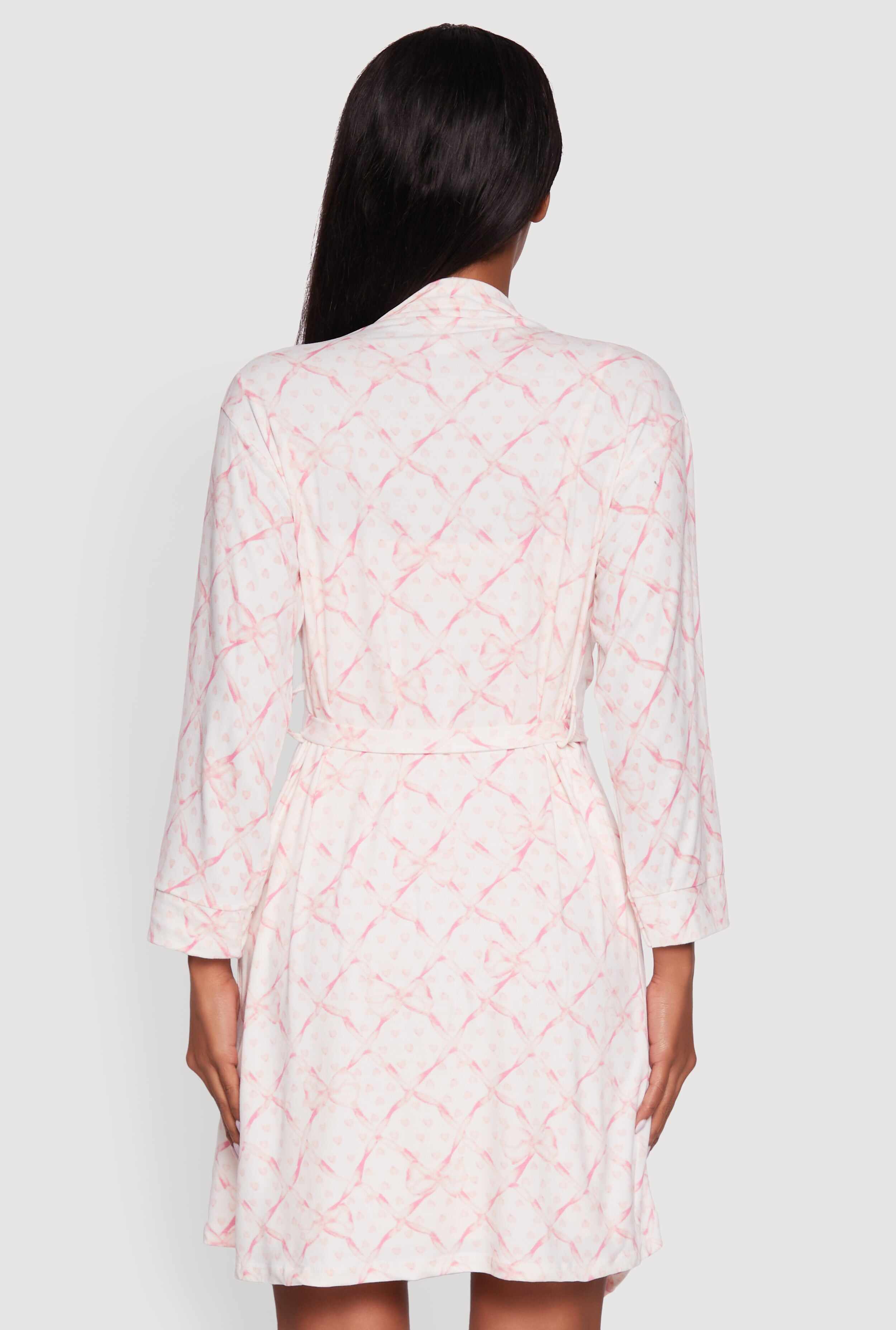 Bow Print Nightgown with Robe