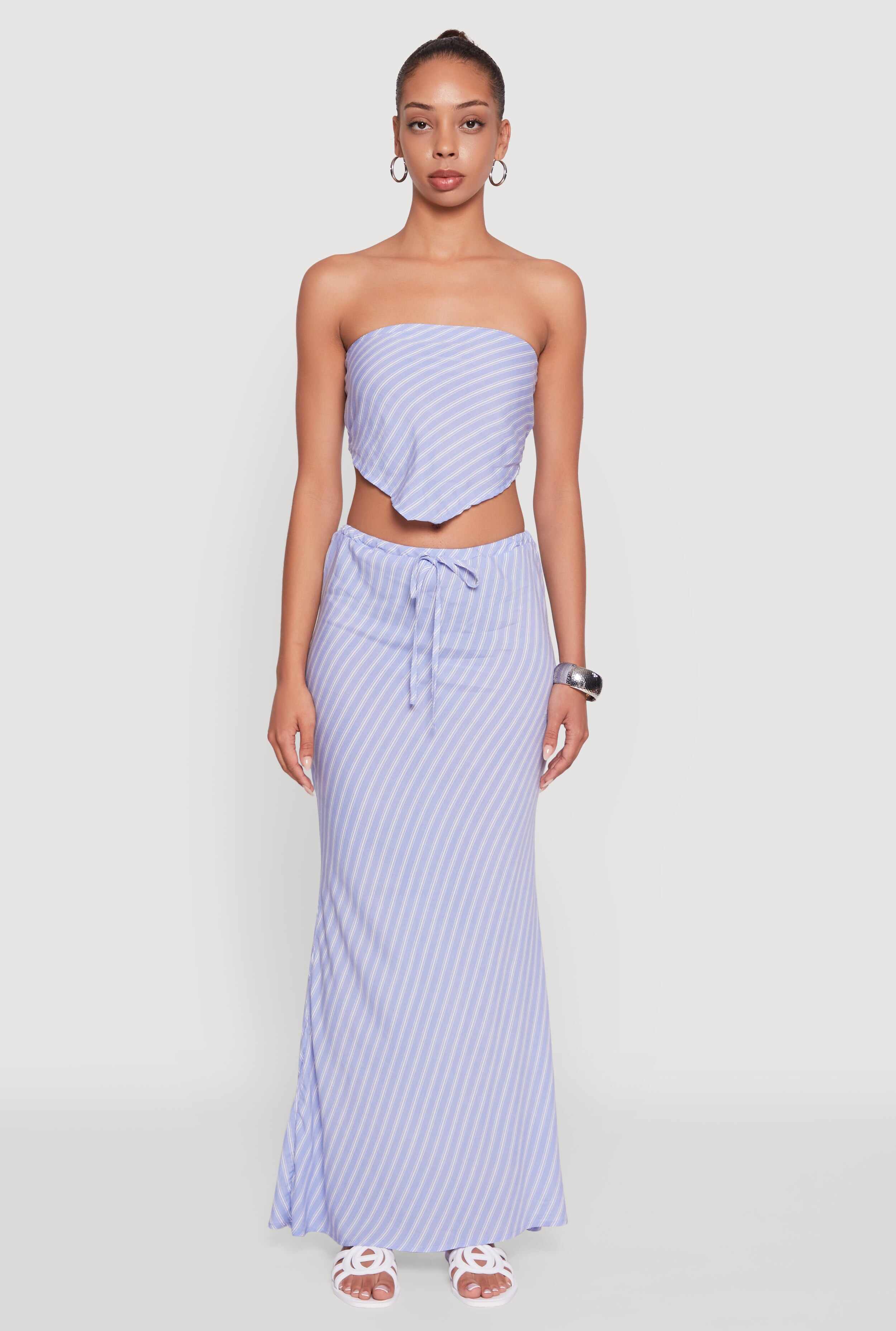 Patterned Hanky Hem Tube Top