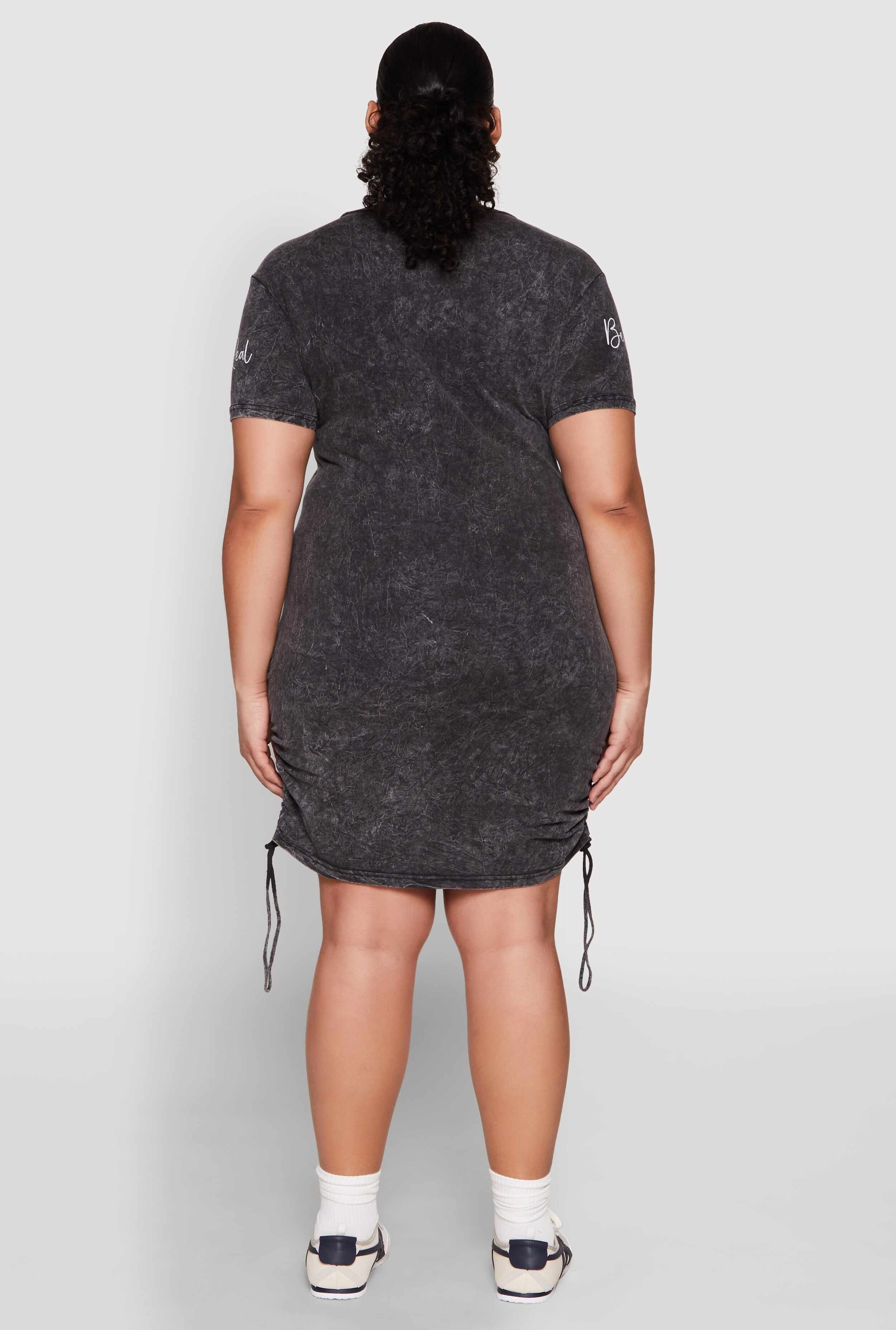 Plus Size Be Real Not Perfect Ruched T Shirt Dress