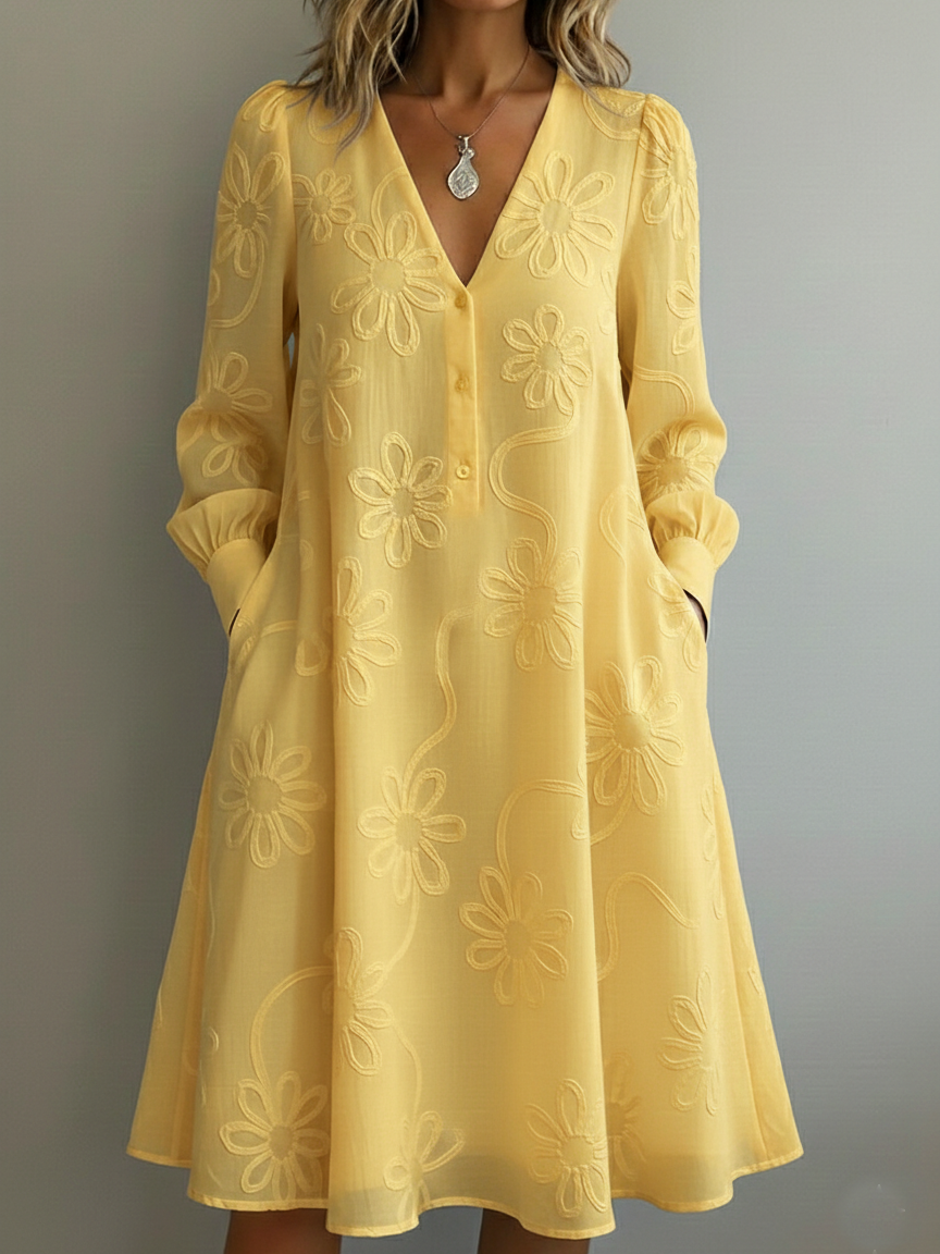 🔥Summer Arrivals🌟Vintage Elegant V-neck Floral Embroidery Dress