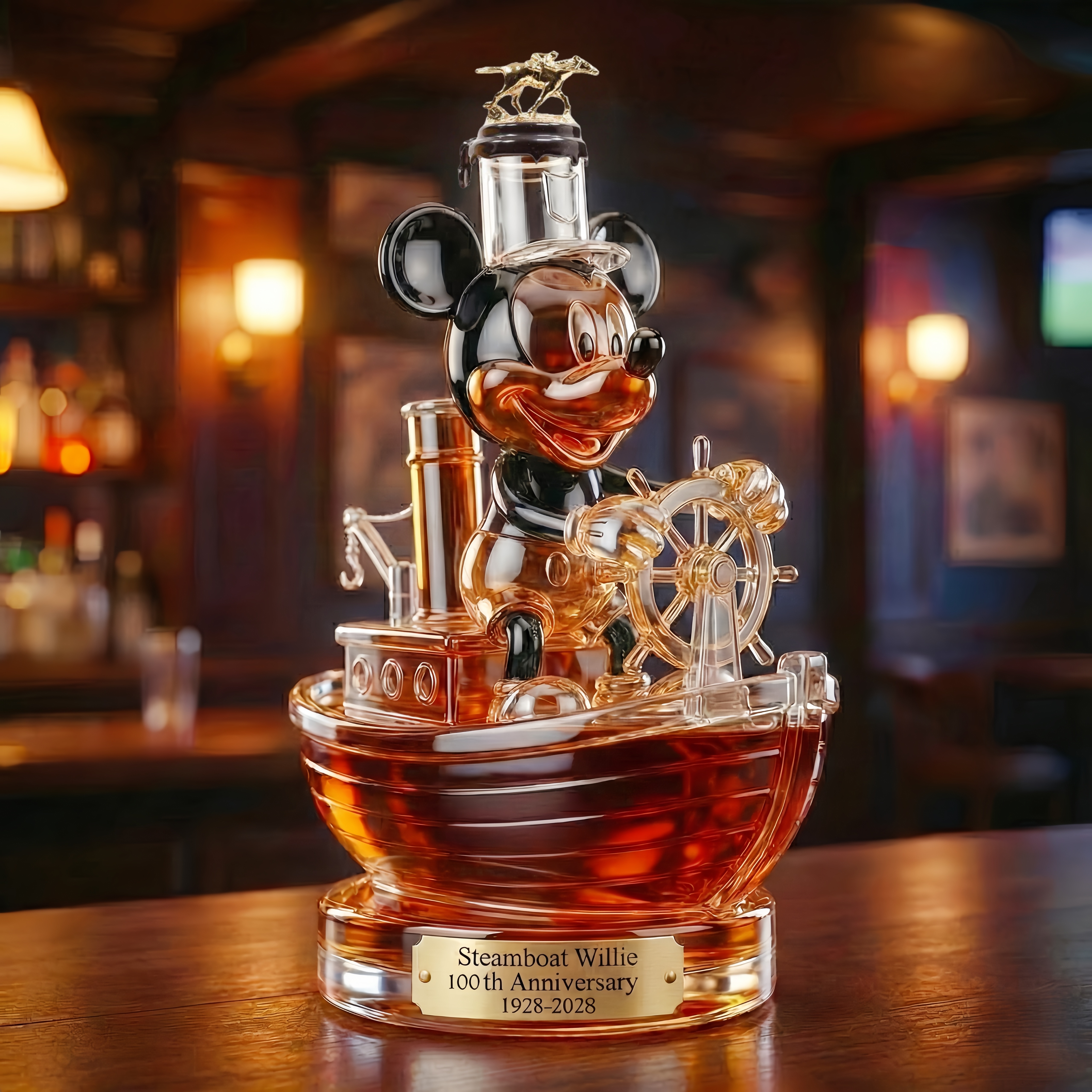 Steamboat Willie 100th Anniversary Commemorative Whiskey Bottle