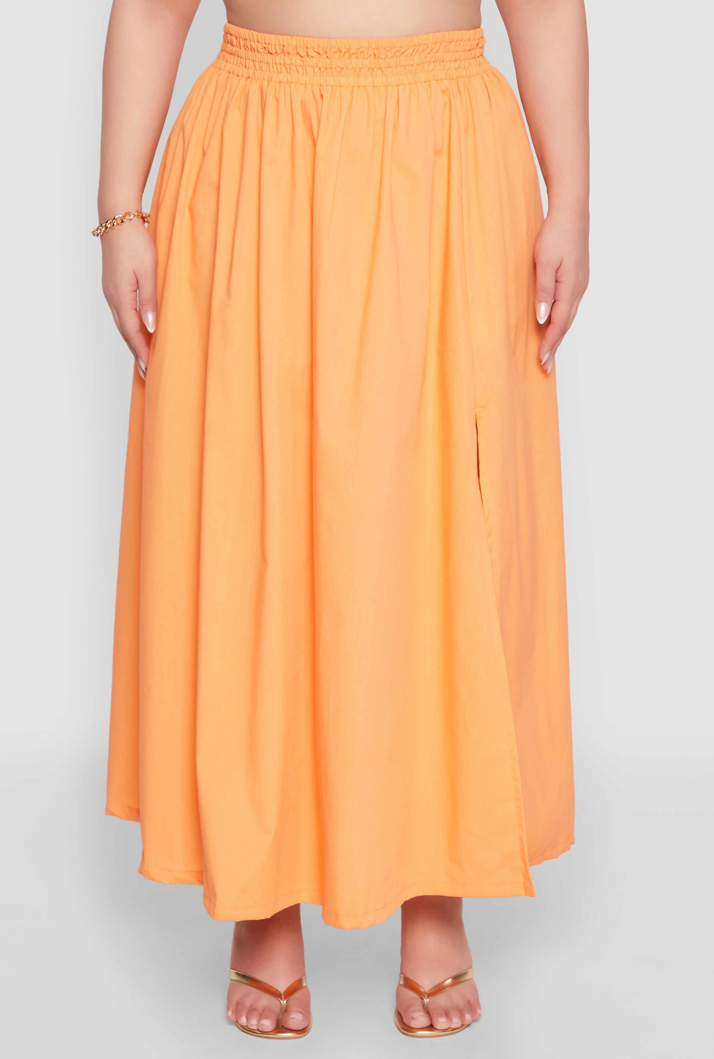 Plus Size Poplin Maxi Skirt