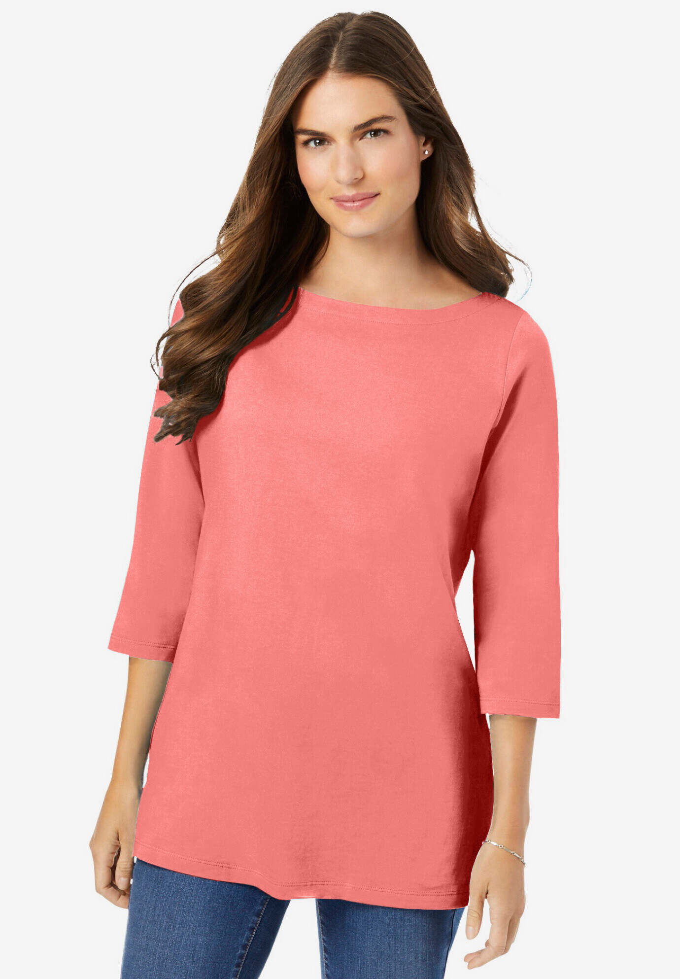 Perfect Three-Quarter Sleeve Boatneck Tee