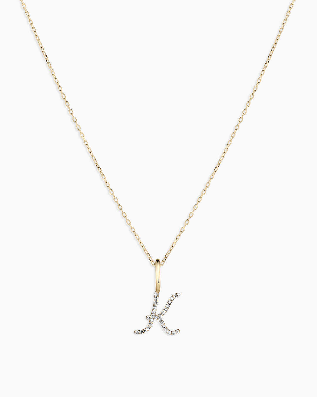 Diamond Script Alphabet Charm Necklace