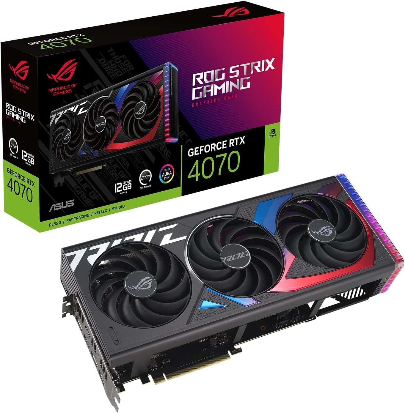 ASUS ROG Strix GeForce RTX™ 4070 OC Edition Gaming Graphics Card (PCIe 4.0, 12GB GDDR6X, DLSS 3, HDMI 2.1, DisplayPort 1.4a)