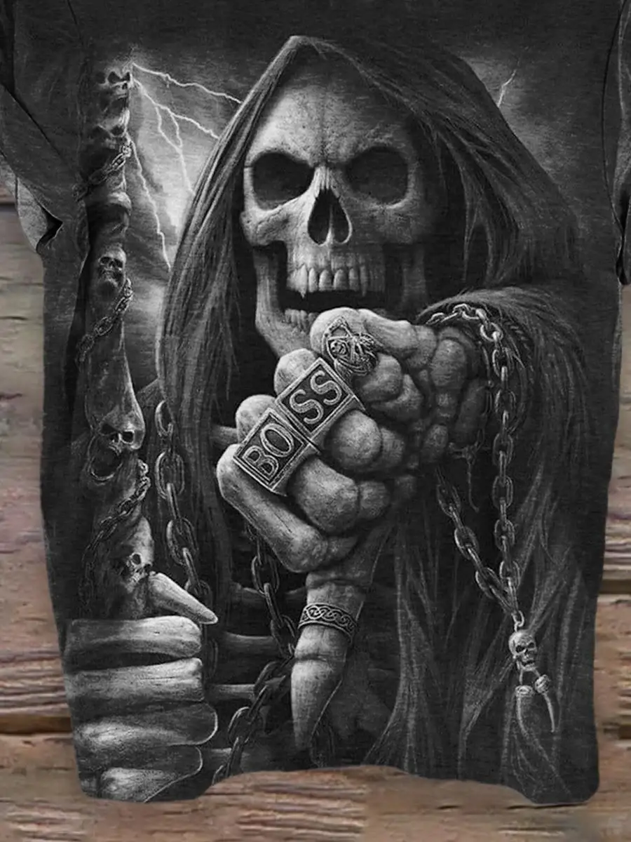 Punk Grim Reaper Gothic Art Pattern Print T-shirt