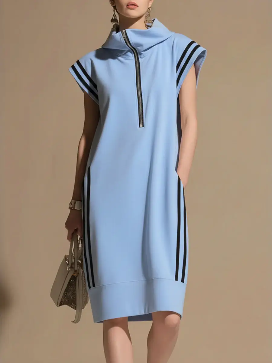 🔥Summer Arrivals🌟Women's Casual Patchwork Striped Hooded Dress