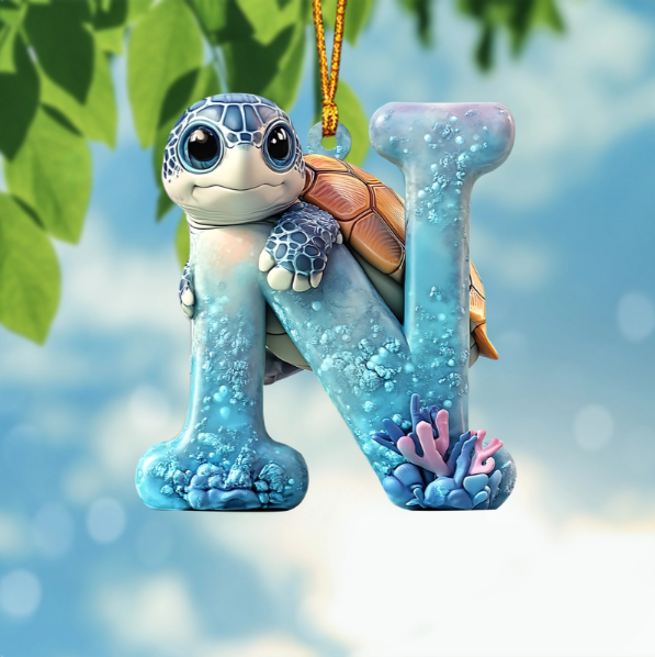 Cute Turtle Letter Shaped Ornament