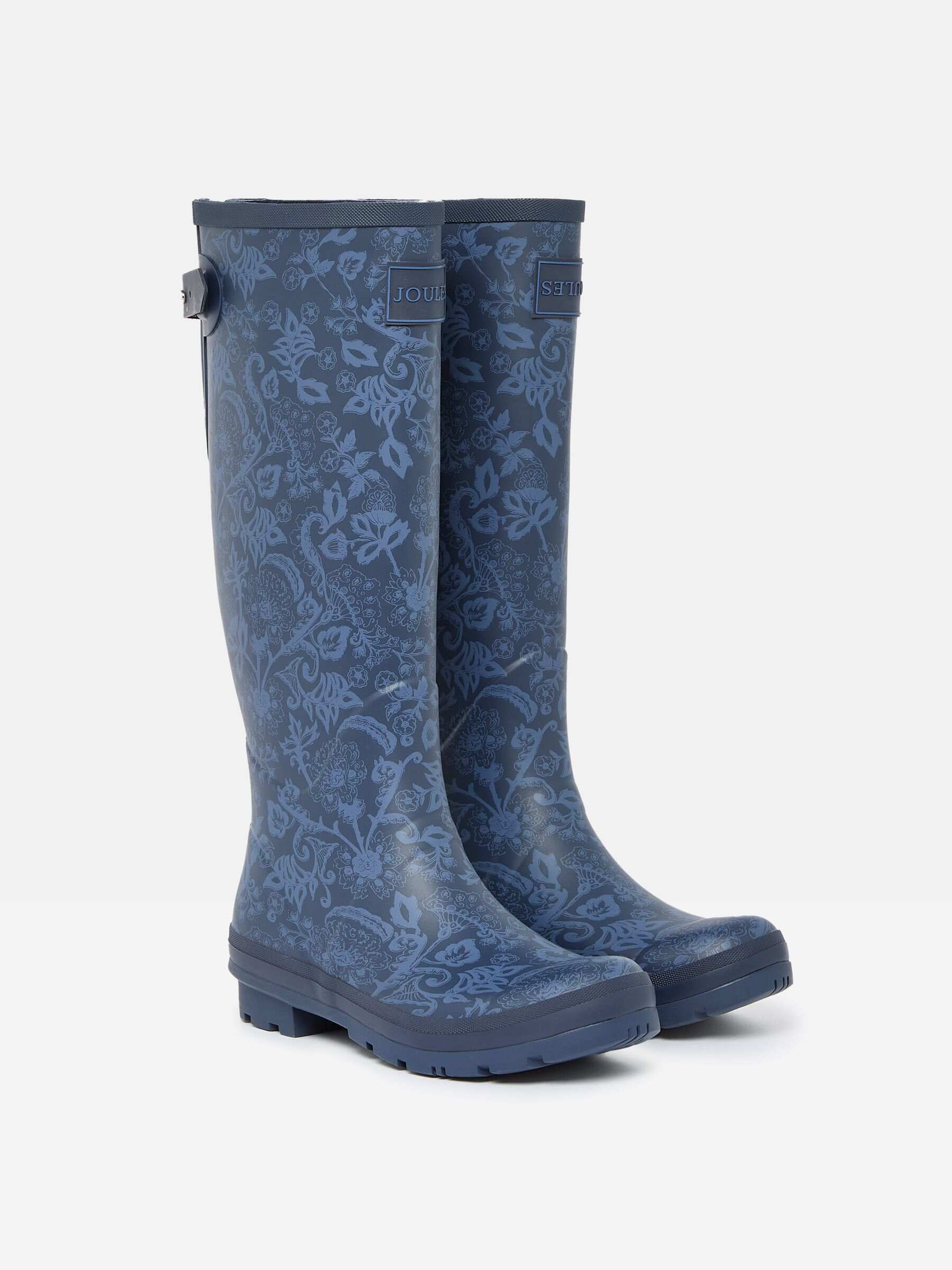 Printed Navy Blue Adjustable Tall Wellies