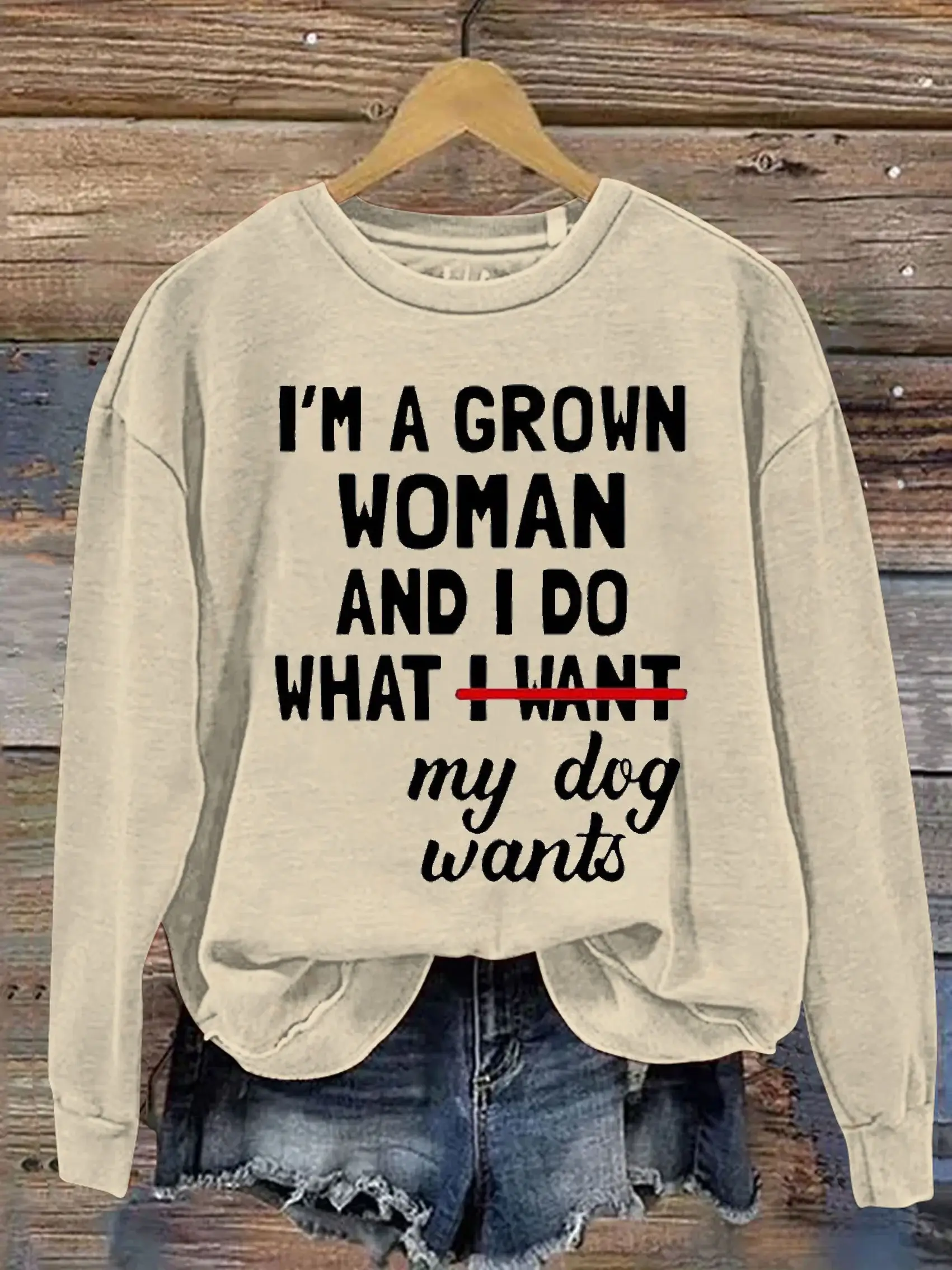 Dog Lover Letter Print Casual Sweatshirt