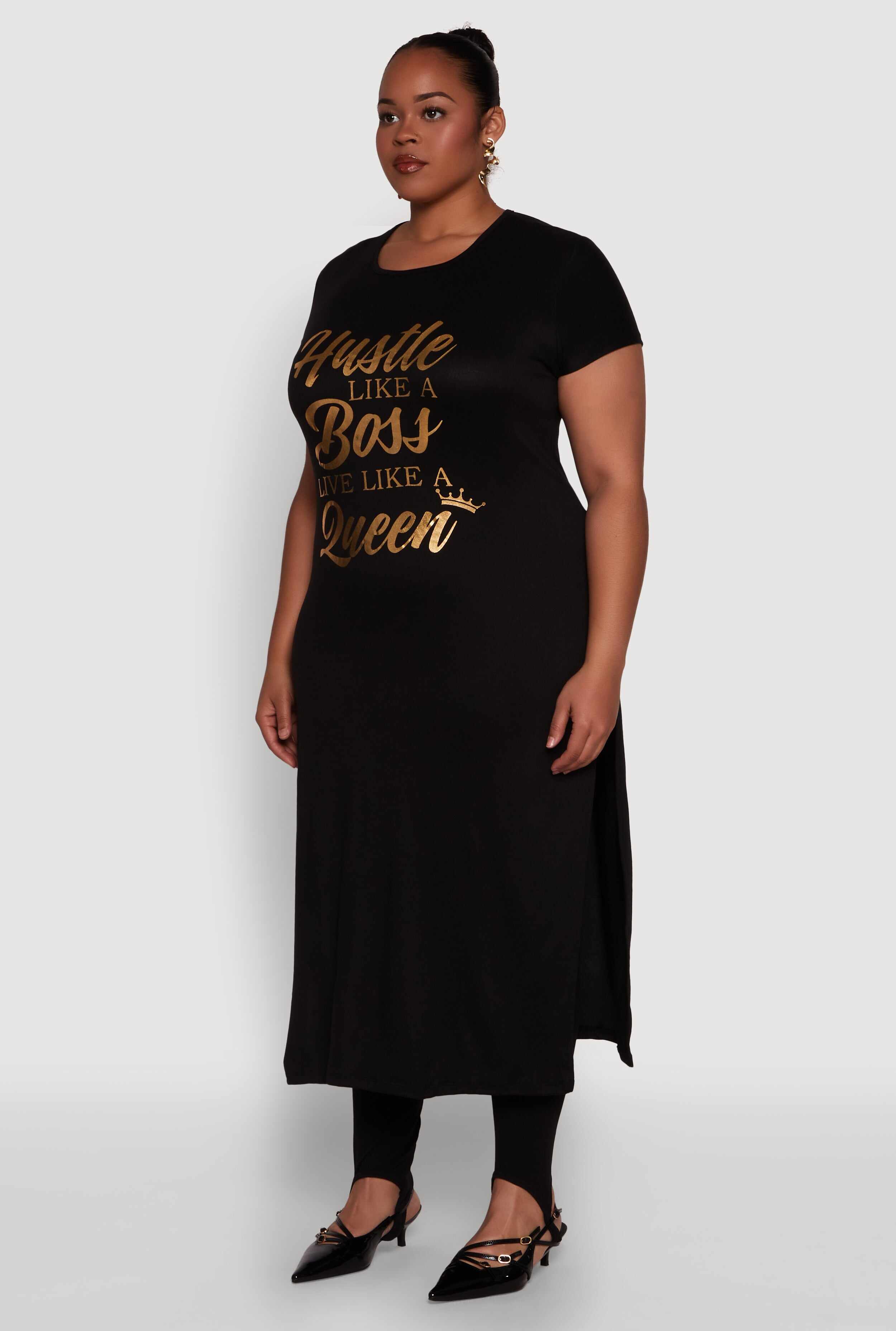 Plus Size Hustle Like A Boss Live Like A Queen Maxi Top