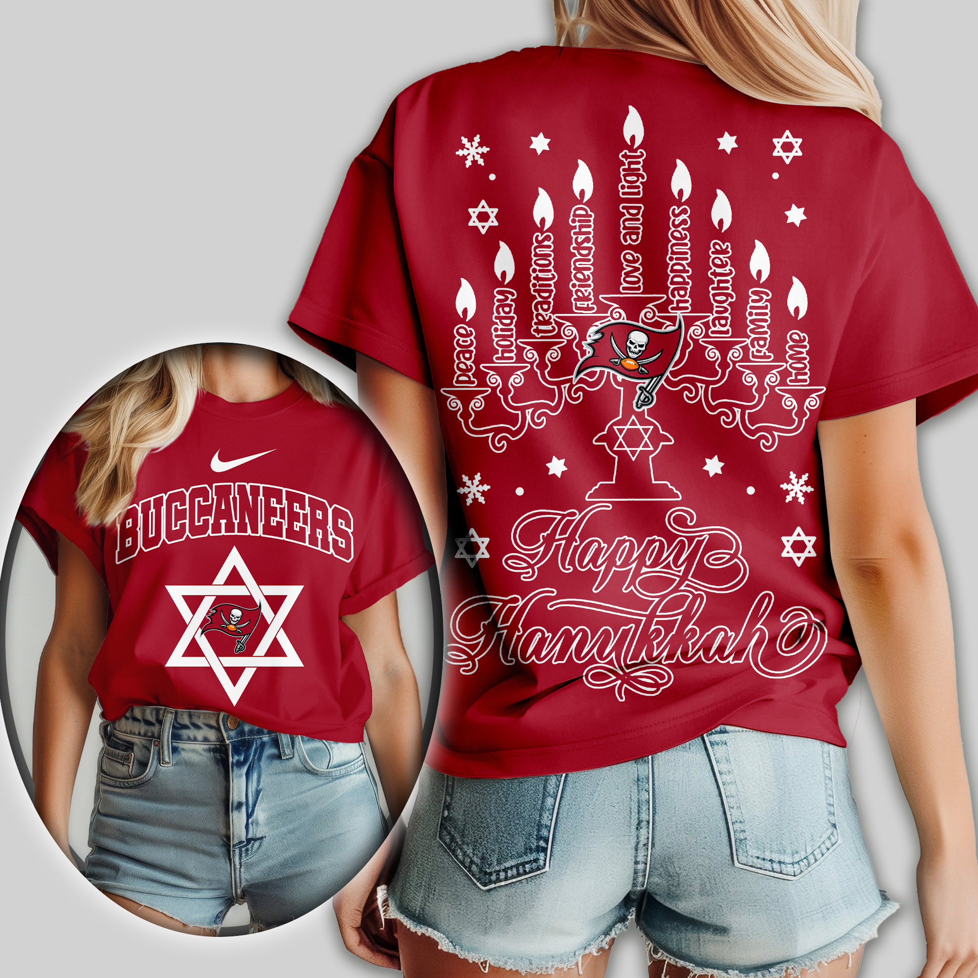 Tampa Bay Buccaneers | Premium NFL Happy Hanukkah Women Shirt