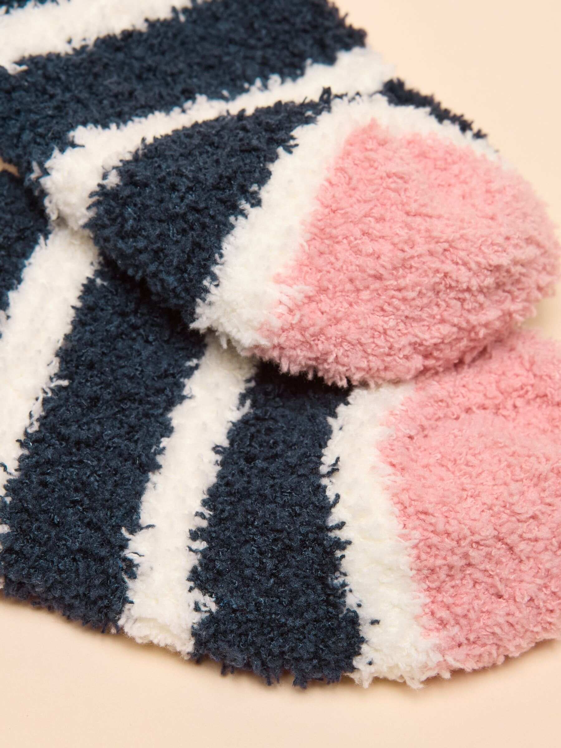 Fluffy Navy Stripe Fluffy Socks