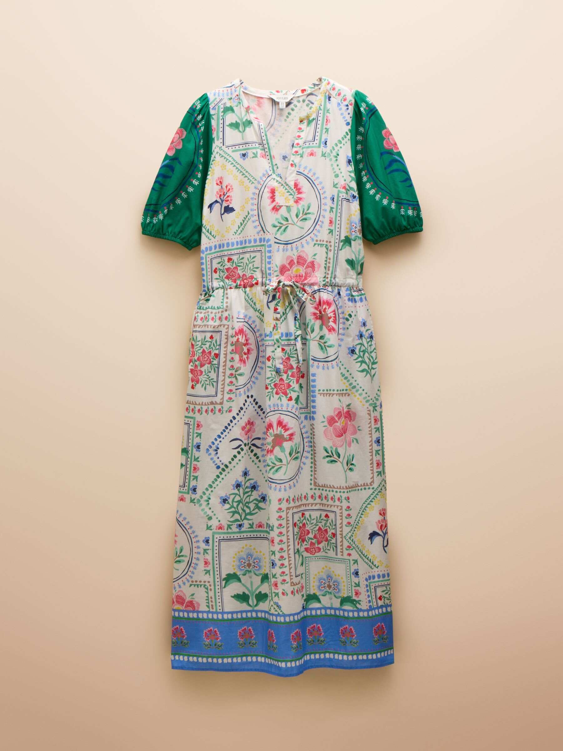 Florence Cream Tile Print Cotton Midi Dress