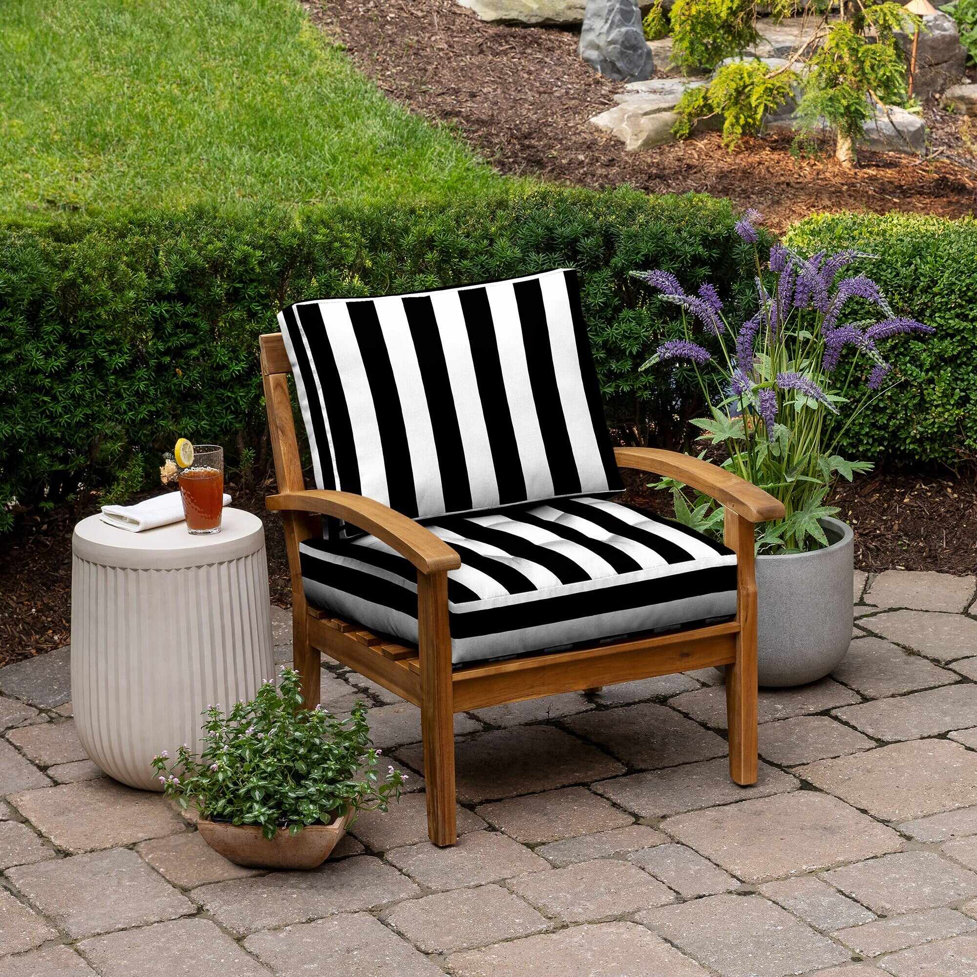 ARDEN Outdoor Plush Modern Tufted Blowfill Deep Seat Set, 24 x 24