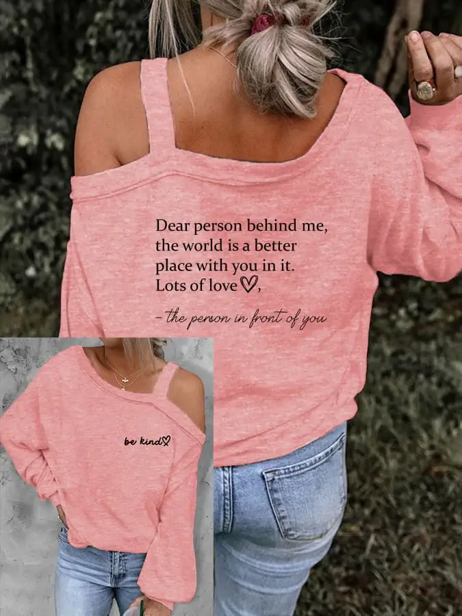 Women's Be Kind The World Is A Better Place With You In It Print Casual Balloon Sleeve T-Shirt