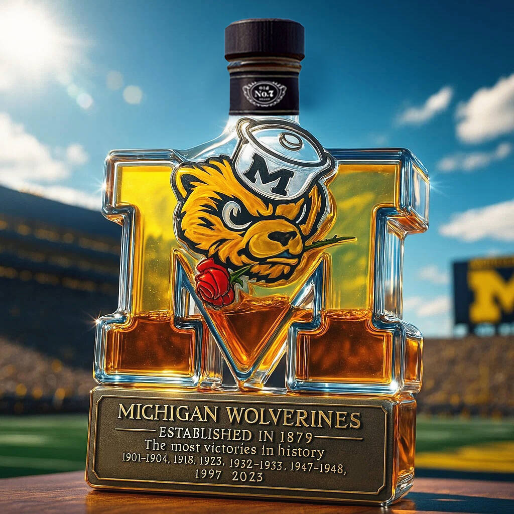 Michigan Wolverines Whiskey Bottle