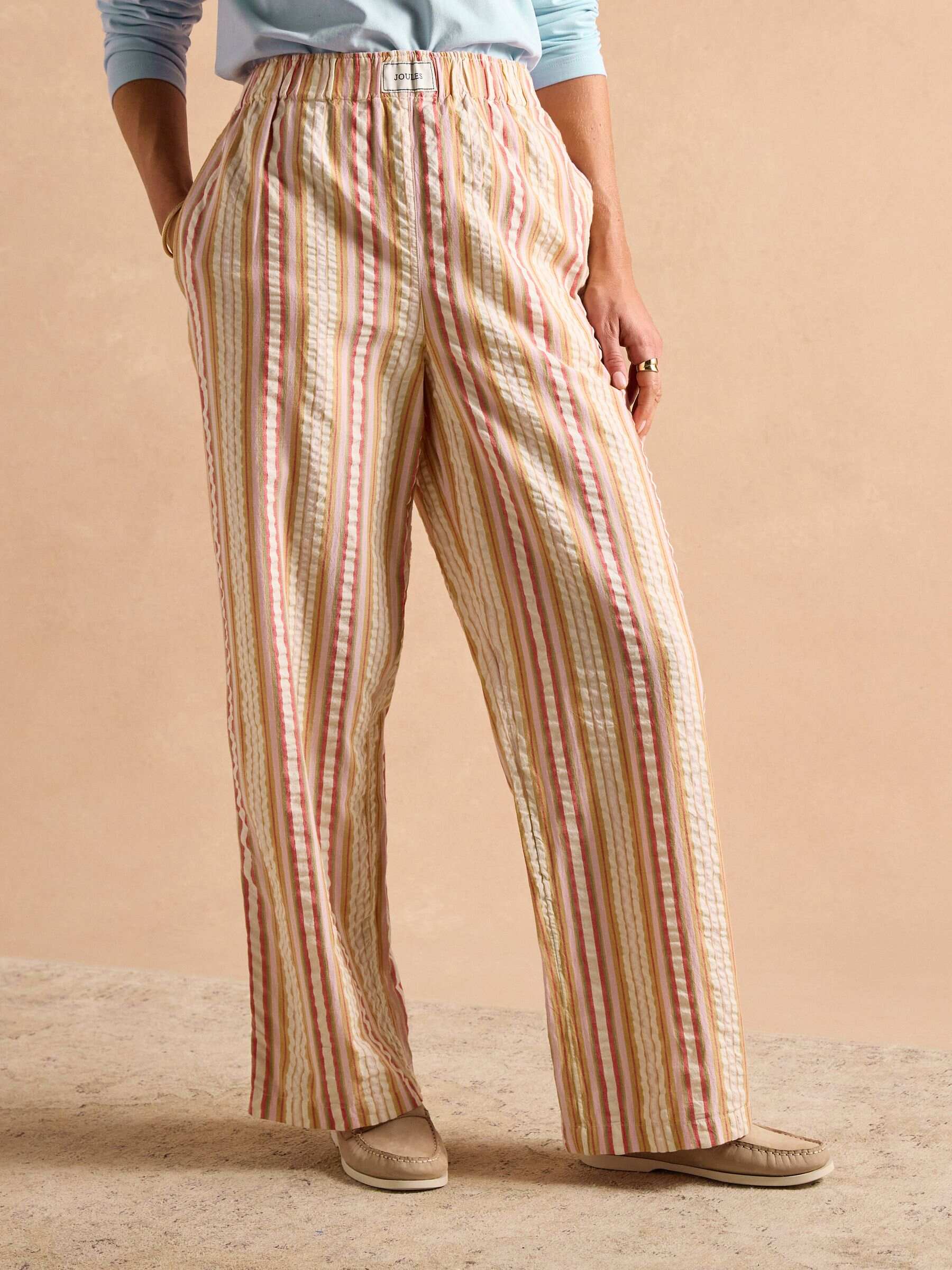 Hallie Orange Stripe Pull-On Cotton Trousers