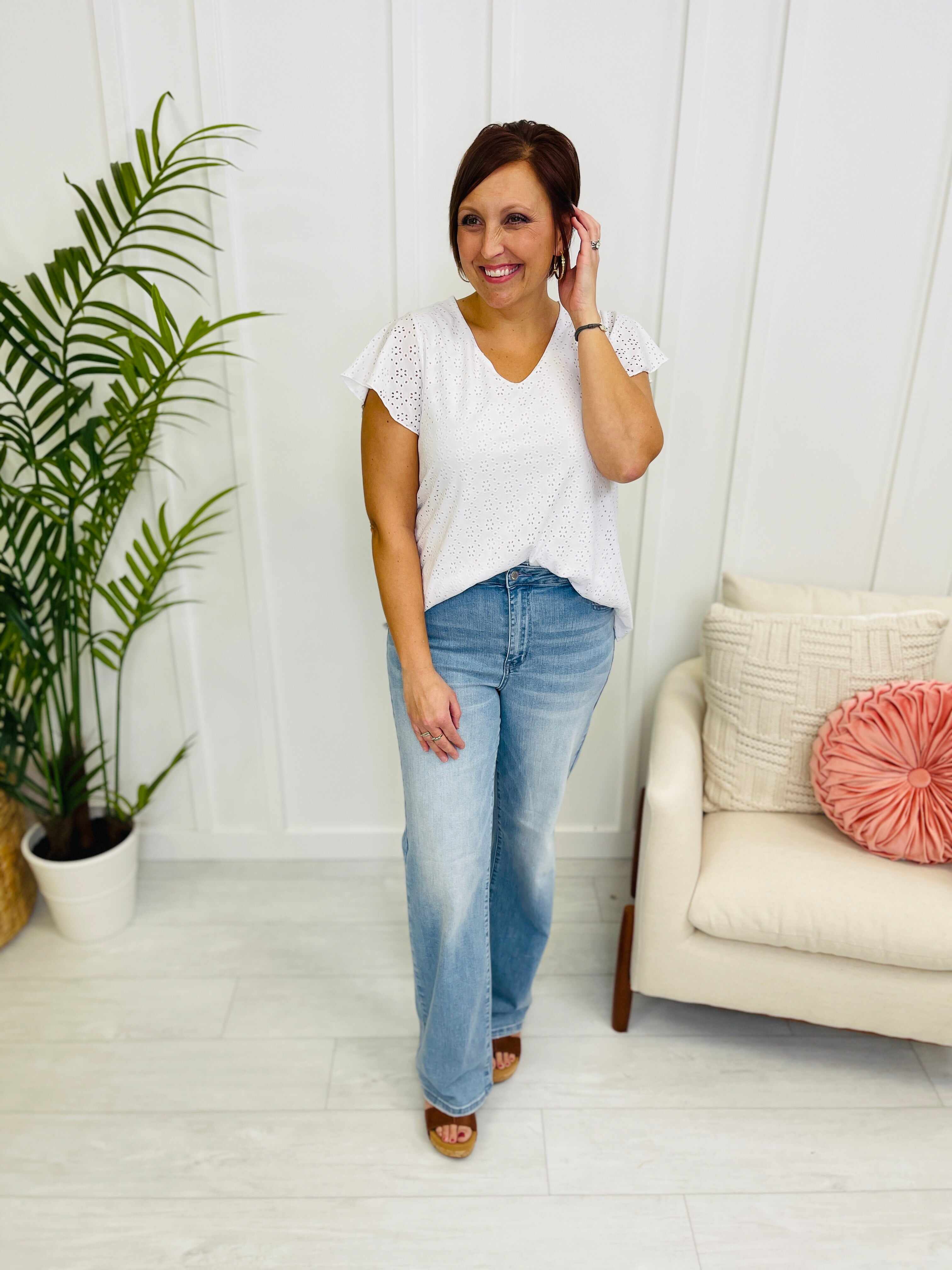 RESTOCK!  REG/CURVY Out of Pocket Love Lavender Stitching Wide Leg Jeans