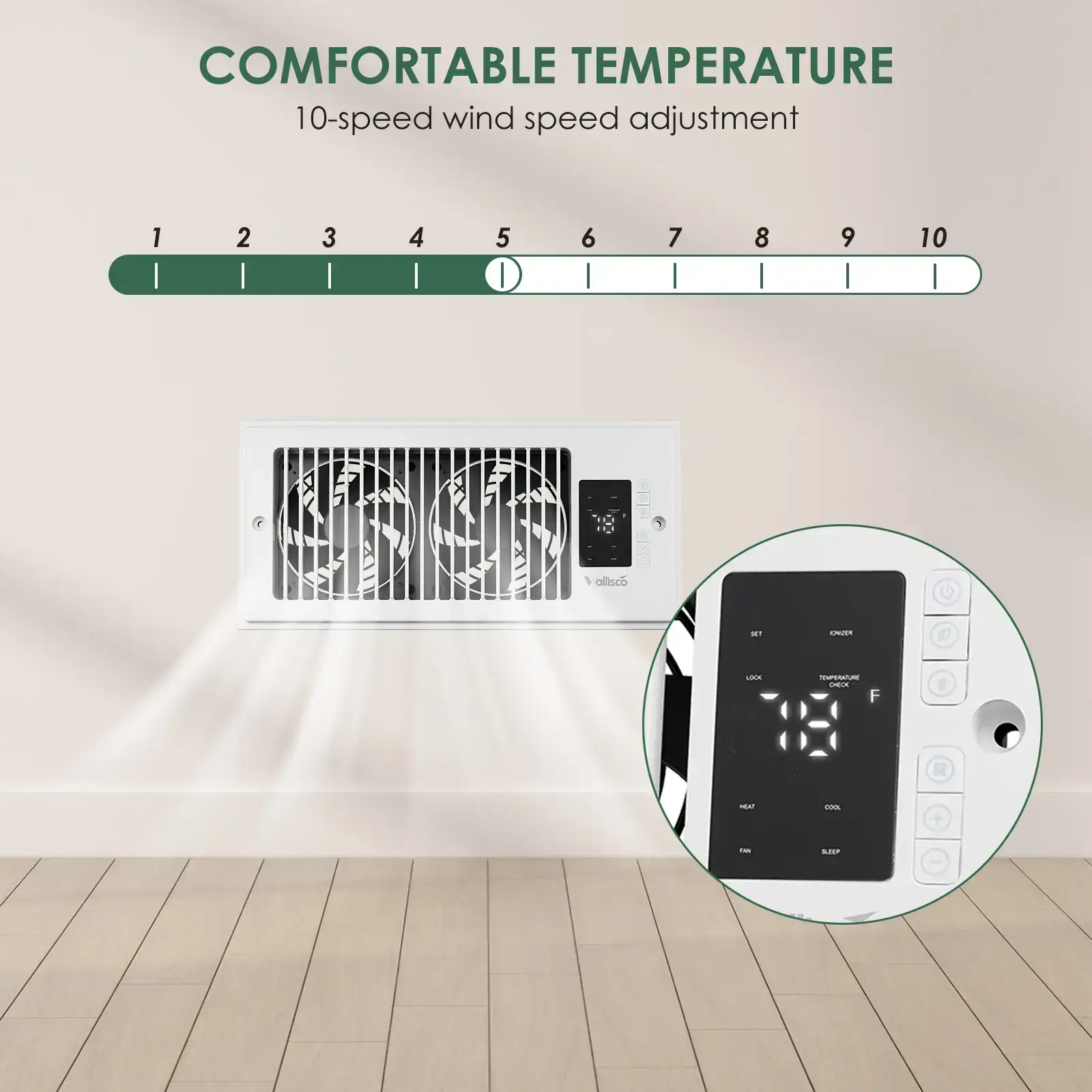 Register Booster Fan for 4” x 10” Vents - 10-Speed Remote Control