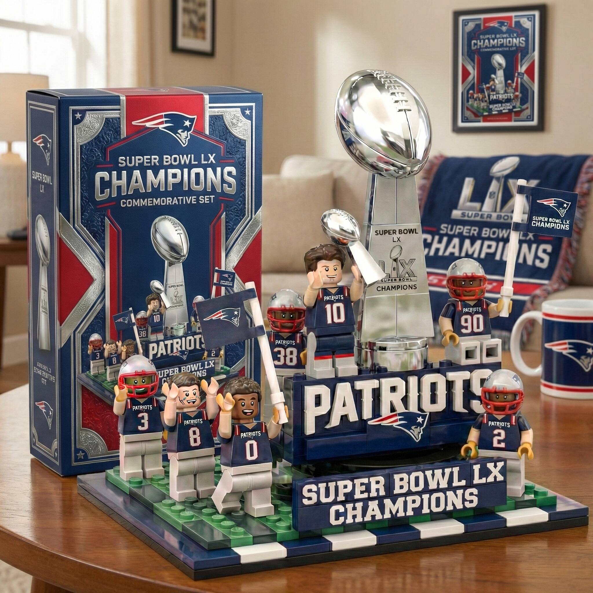 🏆 New England Patriots – Super Bowl LX Champions Commemorative Blocks