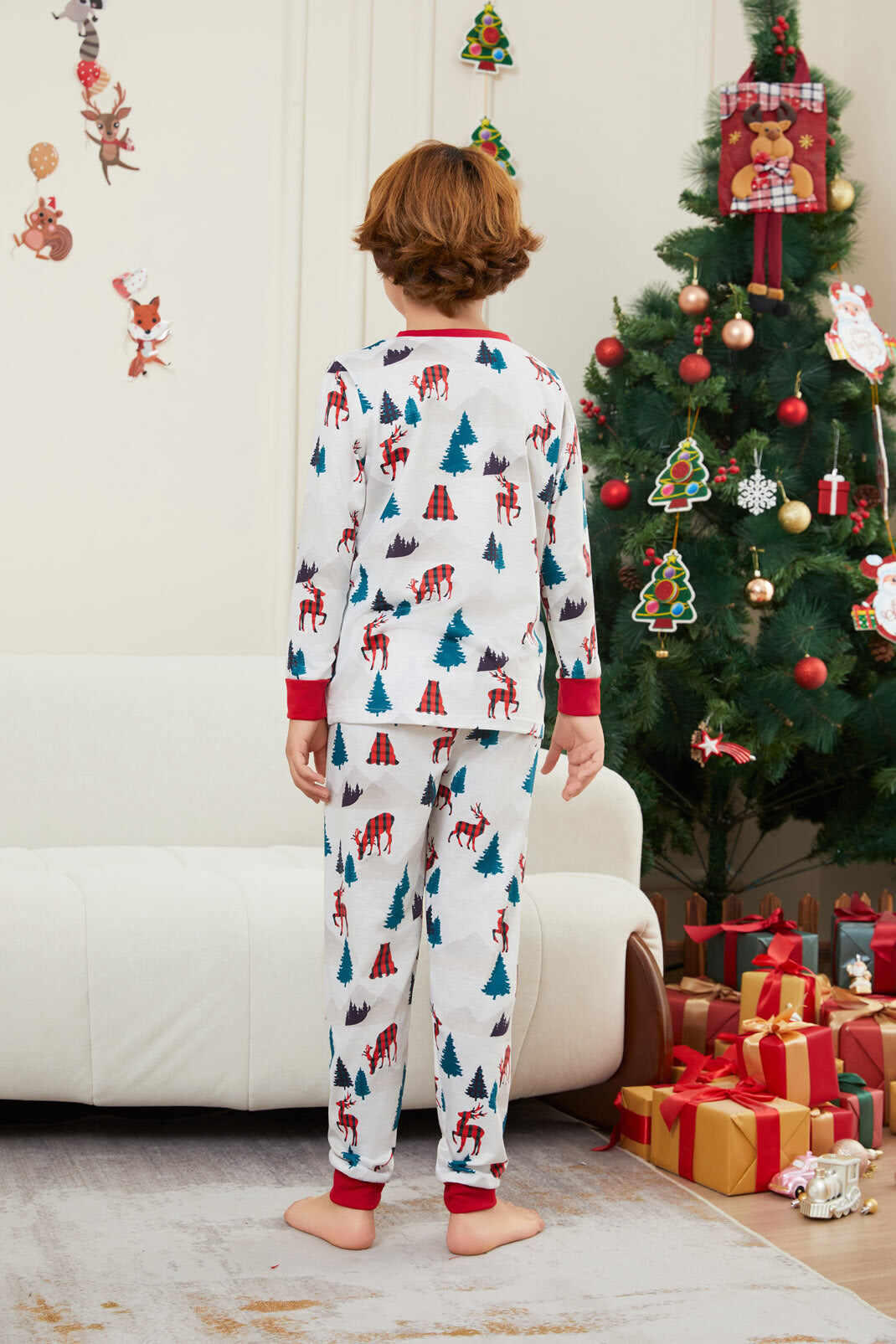 Christmas White Printed Family Matching Christmas Pajamas Sets