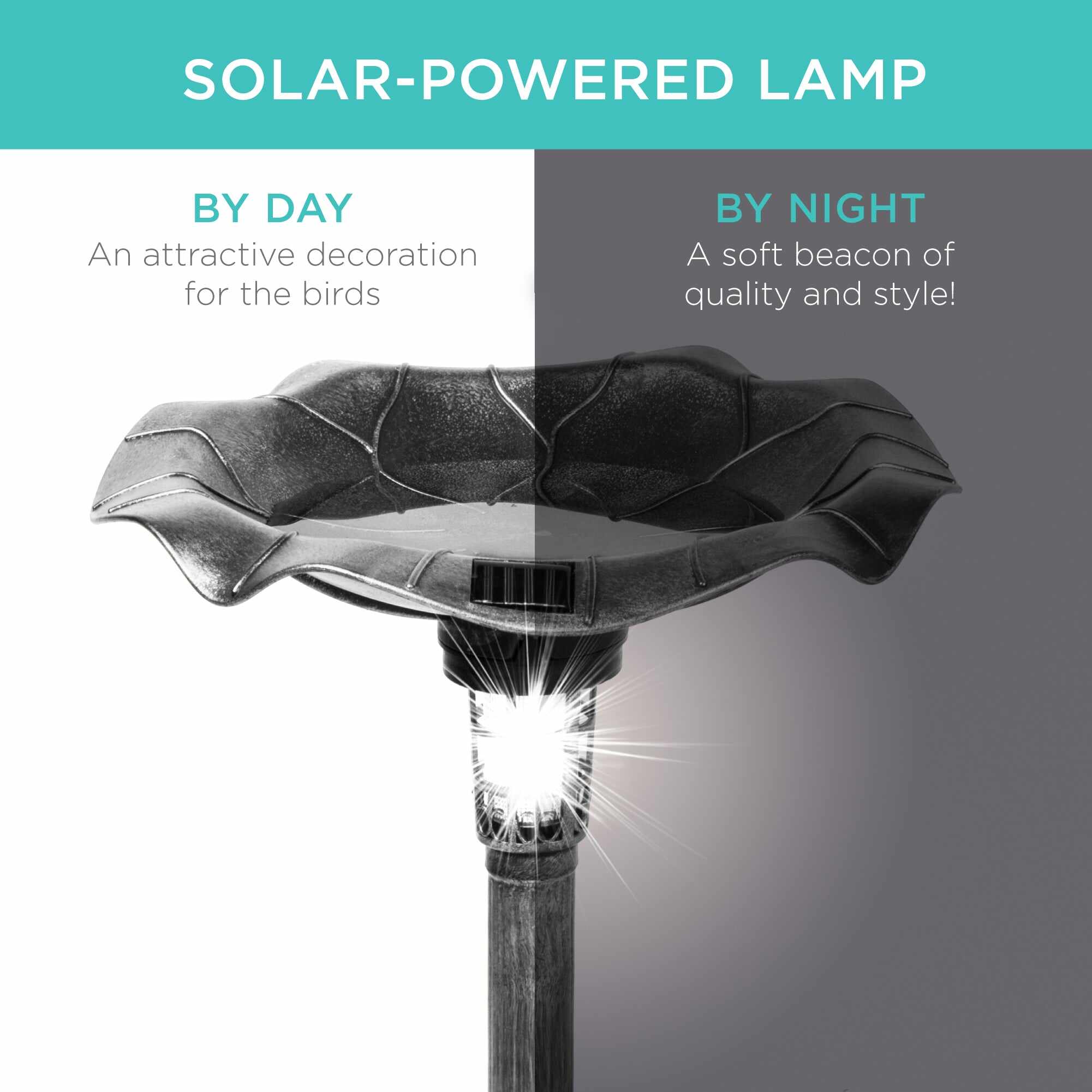 Solar Lighted Bird Bath w/ Planter