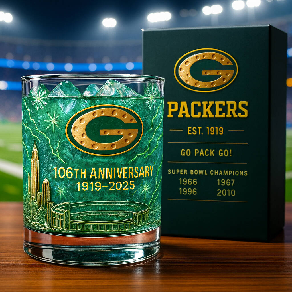 Green Bay Packers 106th Anniversary Whiskey Glass