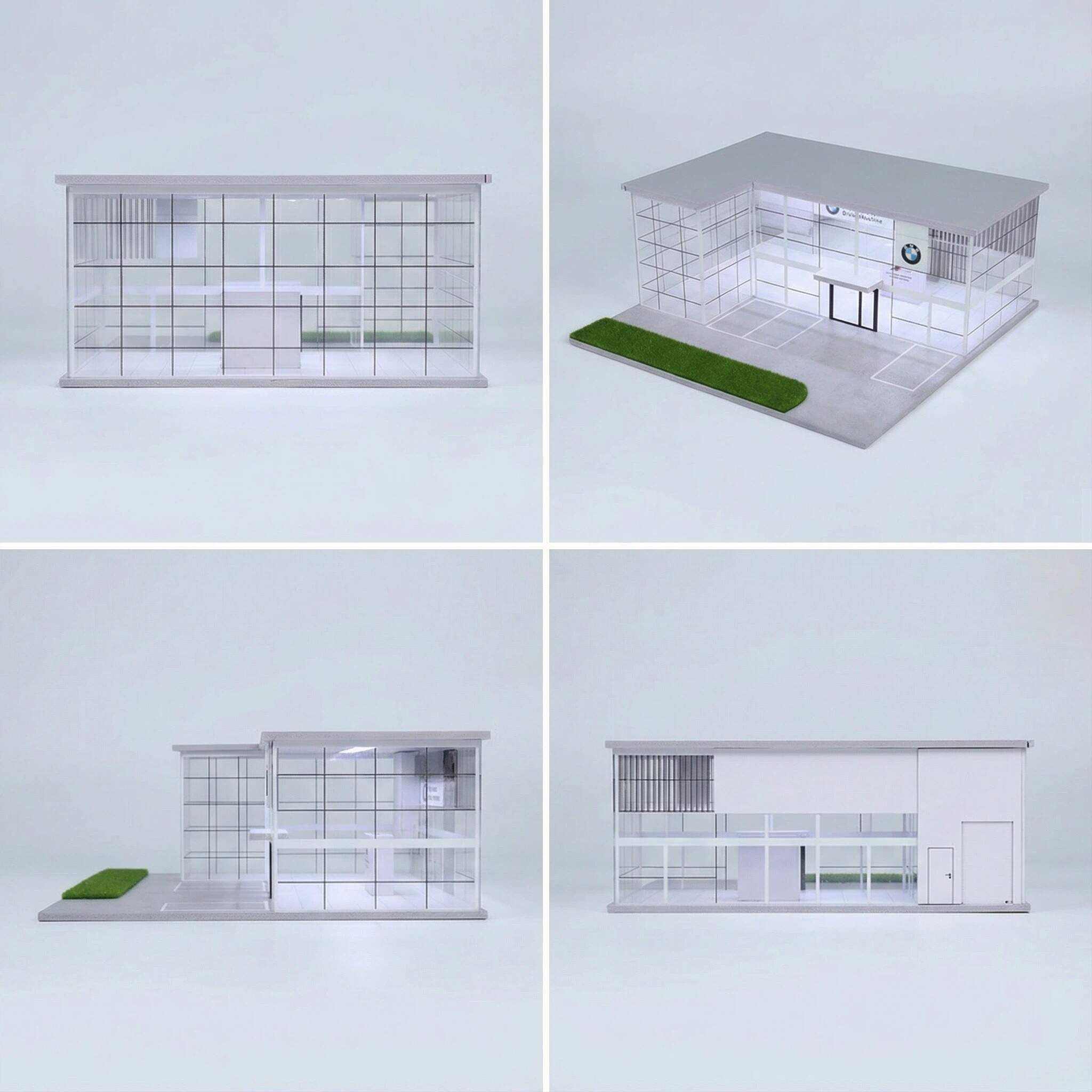 1:64 Scale Modern Luxury Car Showroom Diorama Display Case – Contemporary Dealership Scene for Diecast Cars